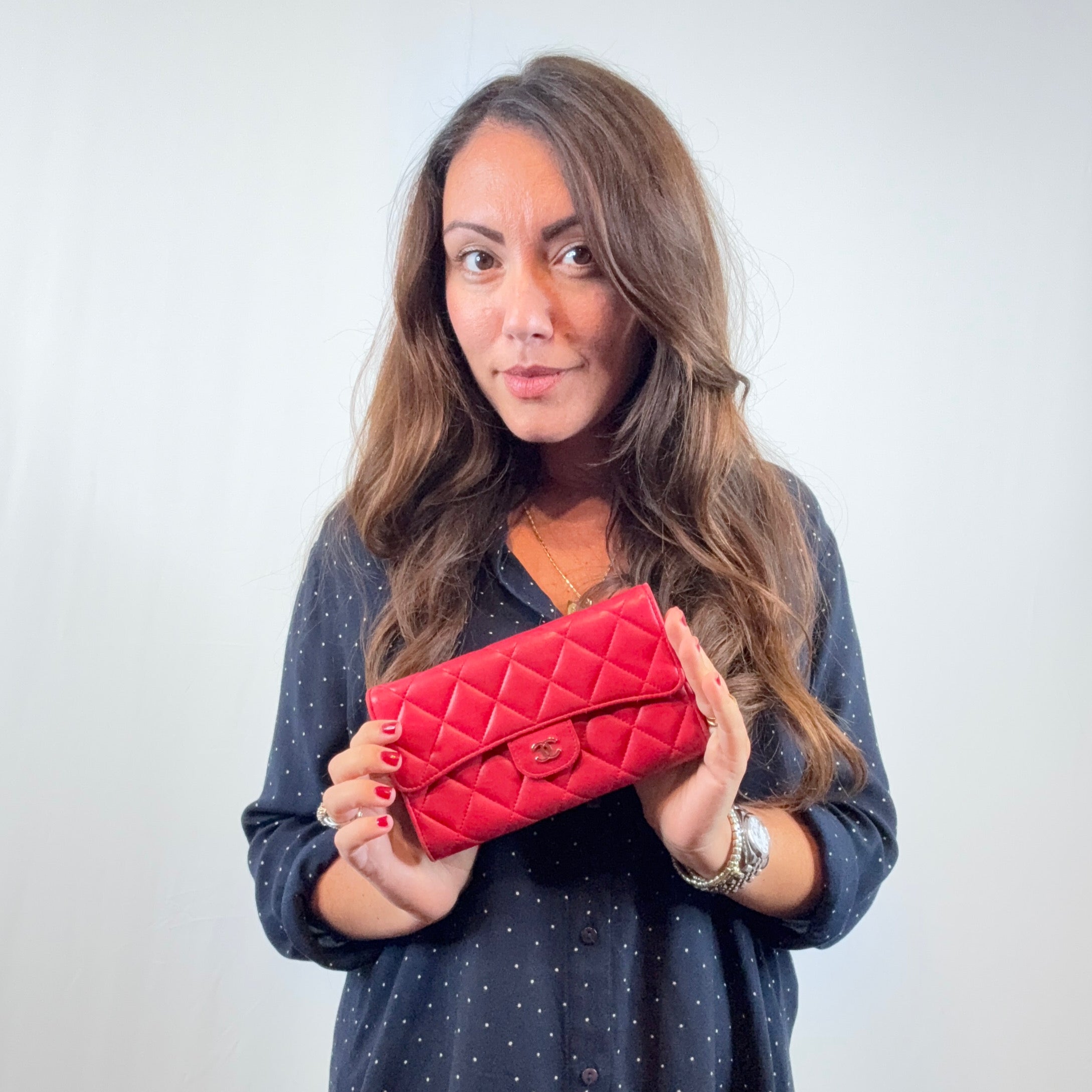 Chanel Red Quilted Leather Classic Timeless Continental Flap Wallet