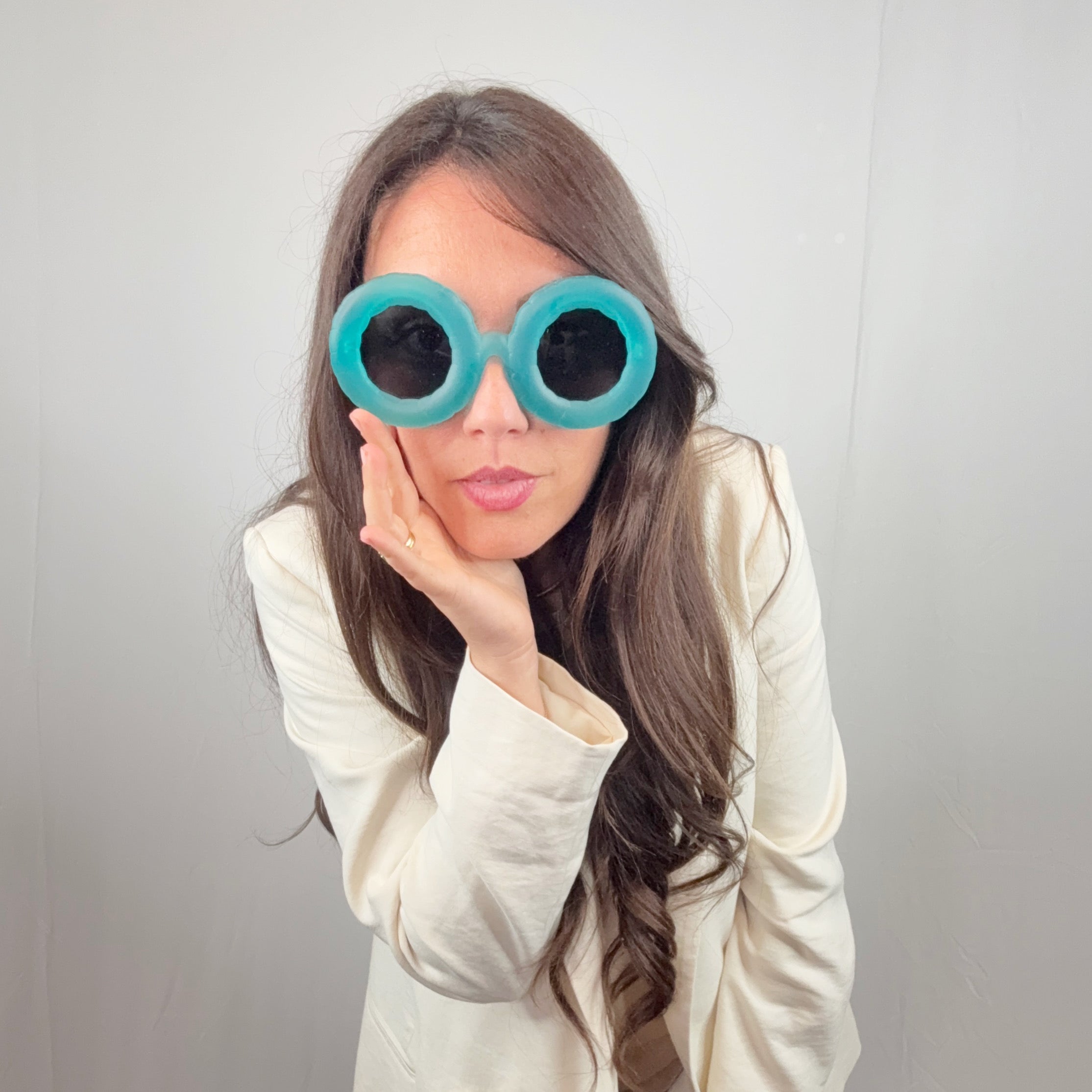 Jeremy Scott by Linda Farrow Blue Oversize JSPool/3 Sunglasses 145 mm
