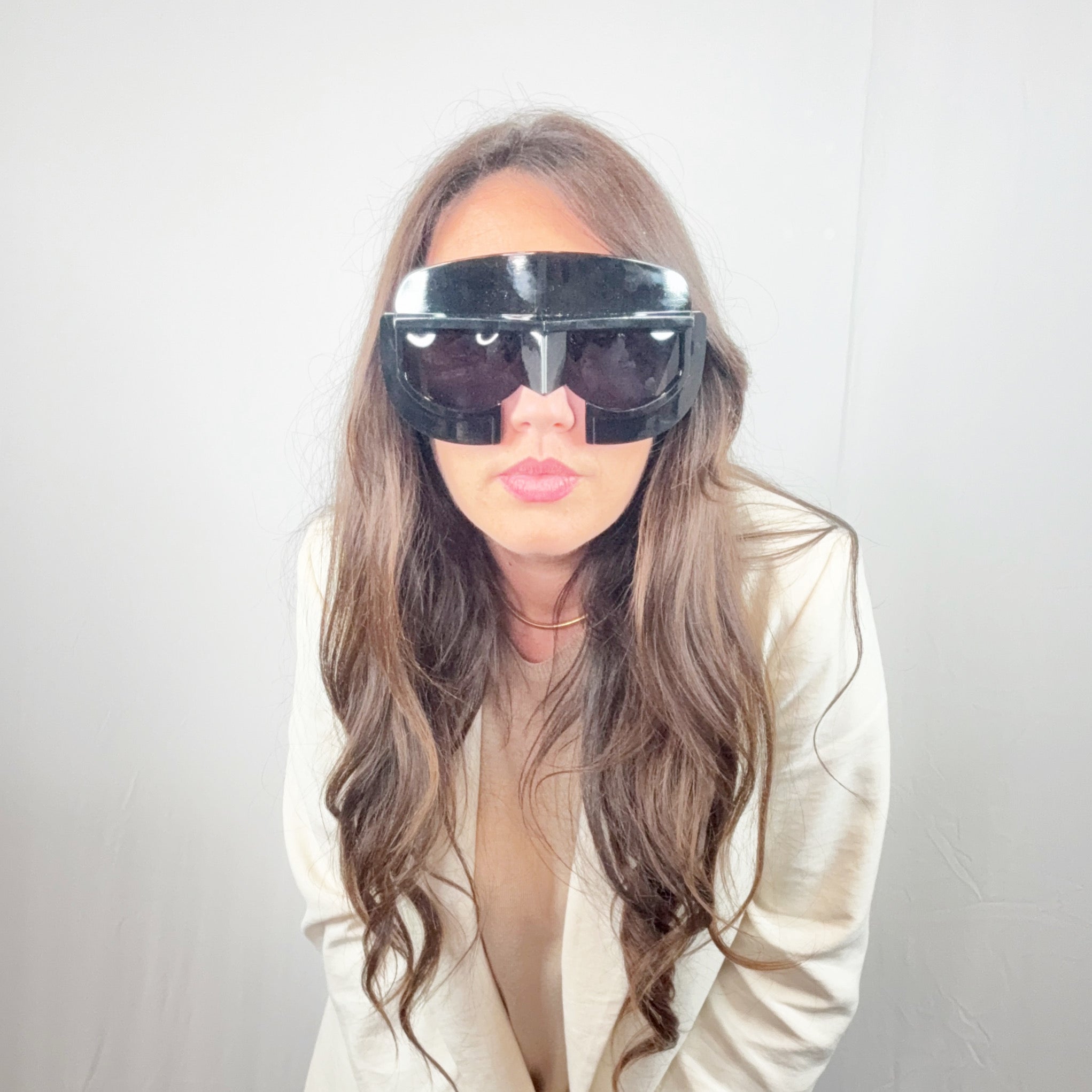 KTZ by Linda Farrow Black Mask Shield KTZ/11/1 Sunglasses 140 mm