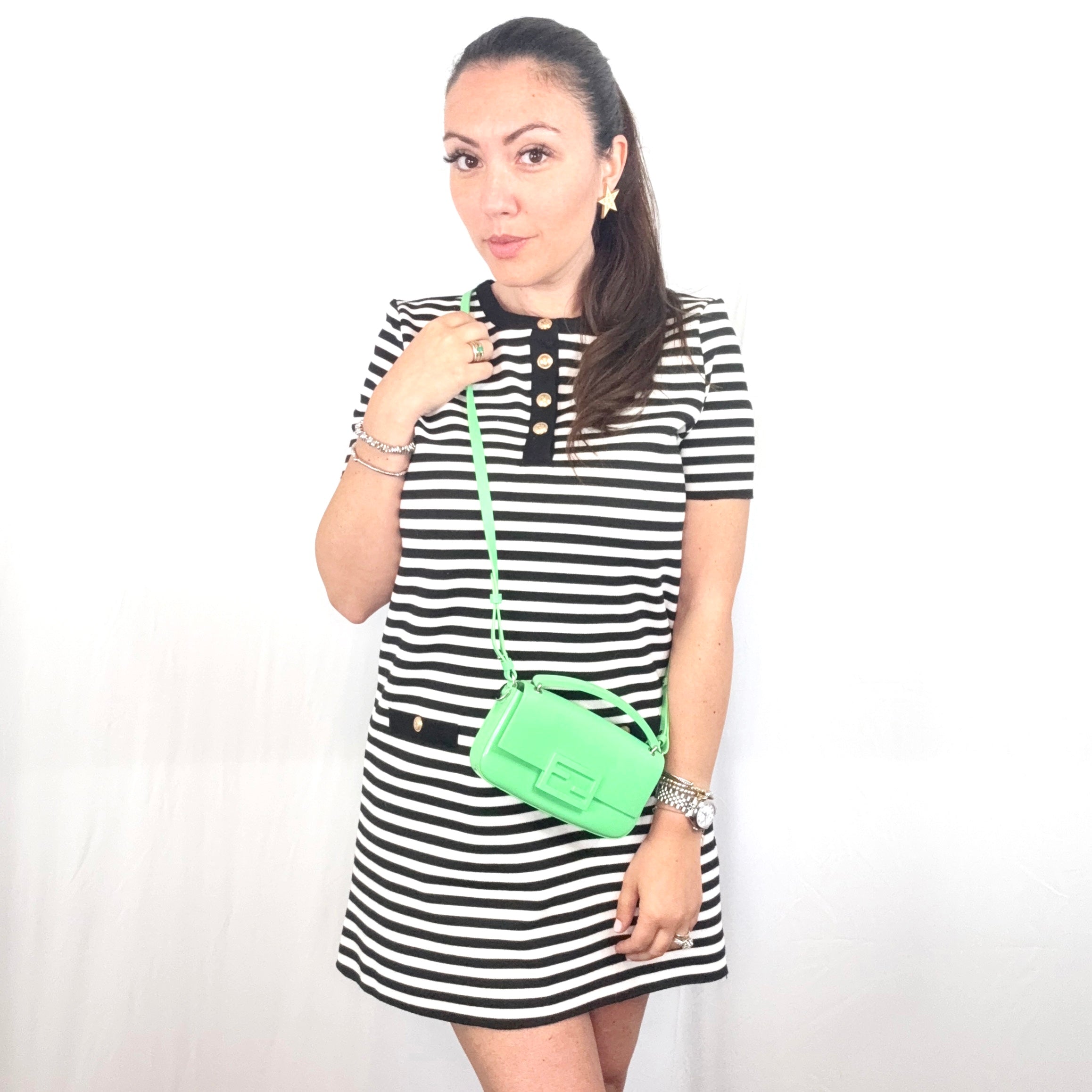 Fendi Green Patent Leather and Leather Baguette Phone Pouch