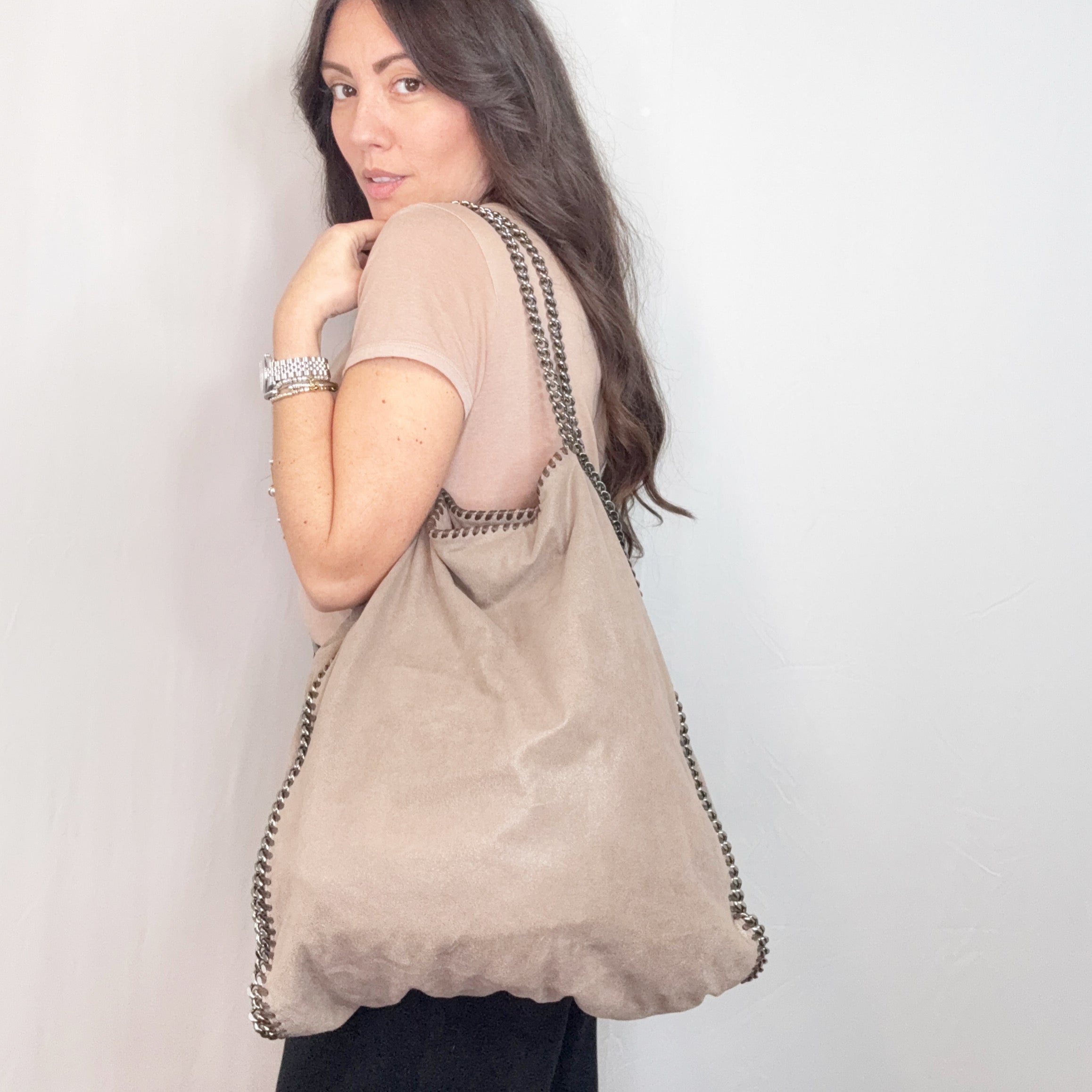 Stella McCartney Grey Taupe Baby Bella Large Tote Shoulder Bag