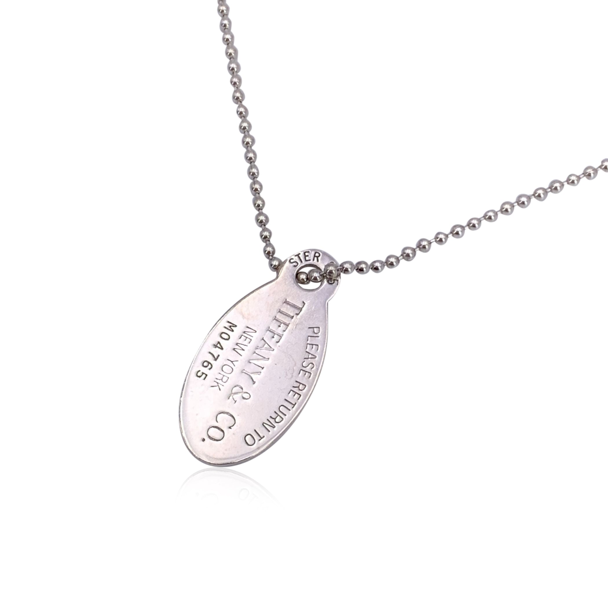 Tiffany Sterling Silver Return To Oval Tag Ball Chain Necklace