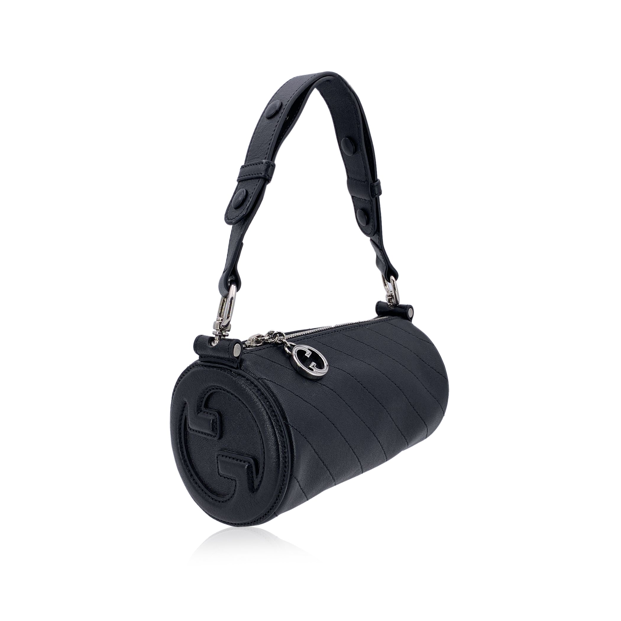 Borsa a tracolla Gucci Mini Blondie Cylinder in pelle nera