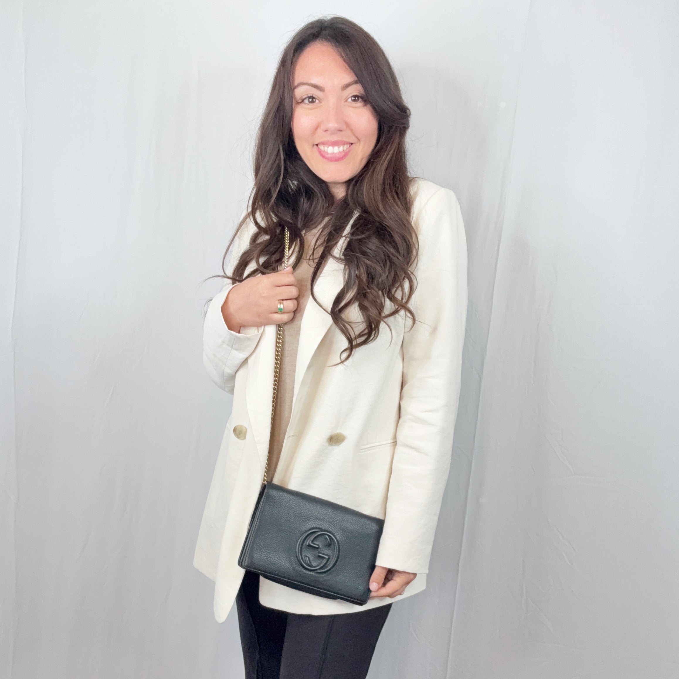 Gucci Black Leather GG Soho WOC Small Crossbody Messenger Bag