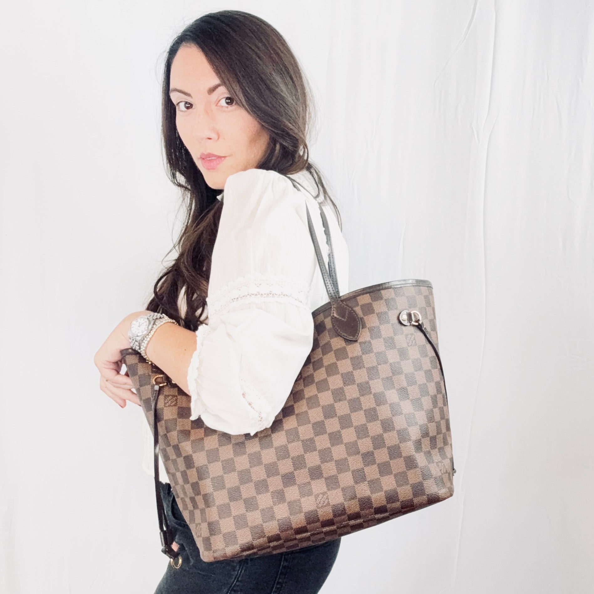 Louis Vuitton Brown Damier Ebene Canvas Neverfull MM Tote Bag