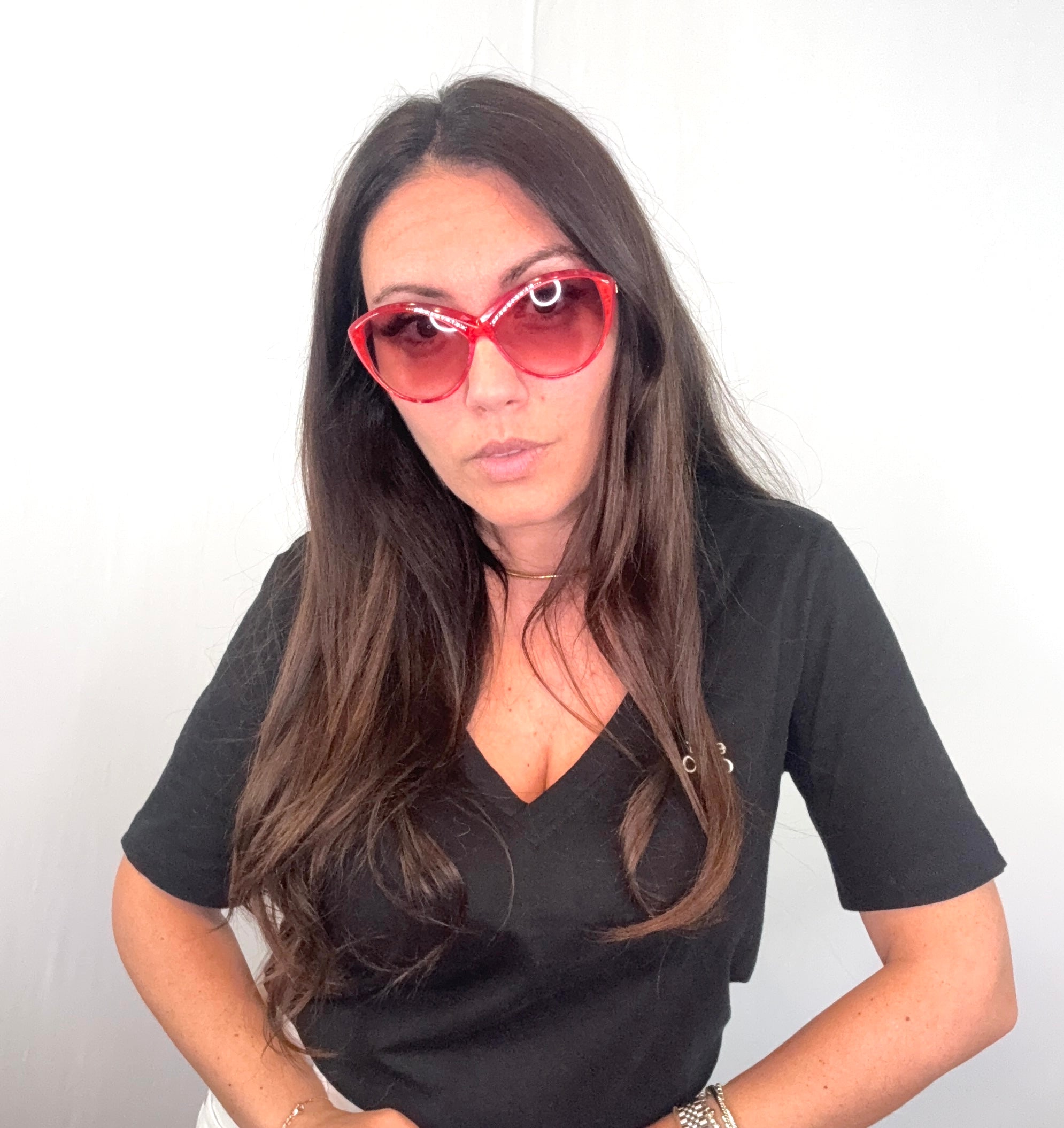 Yves Saint Laurent Vintage Cat Eye Red Sunglasses mod. 8702