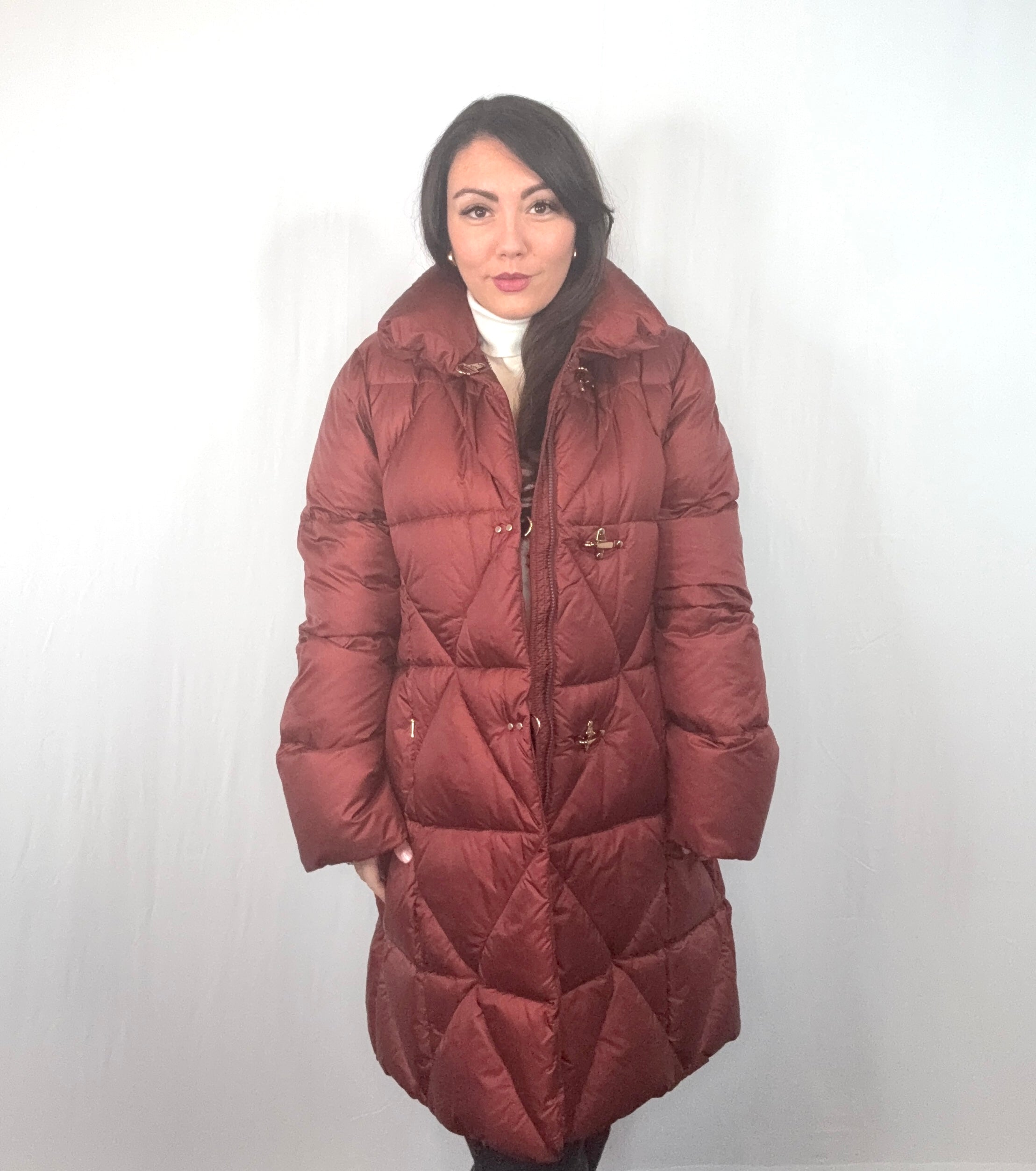 Fay Burgundy Red Nylon Winter Padded Down Coat Size XXXL