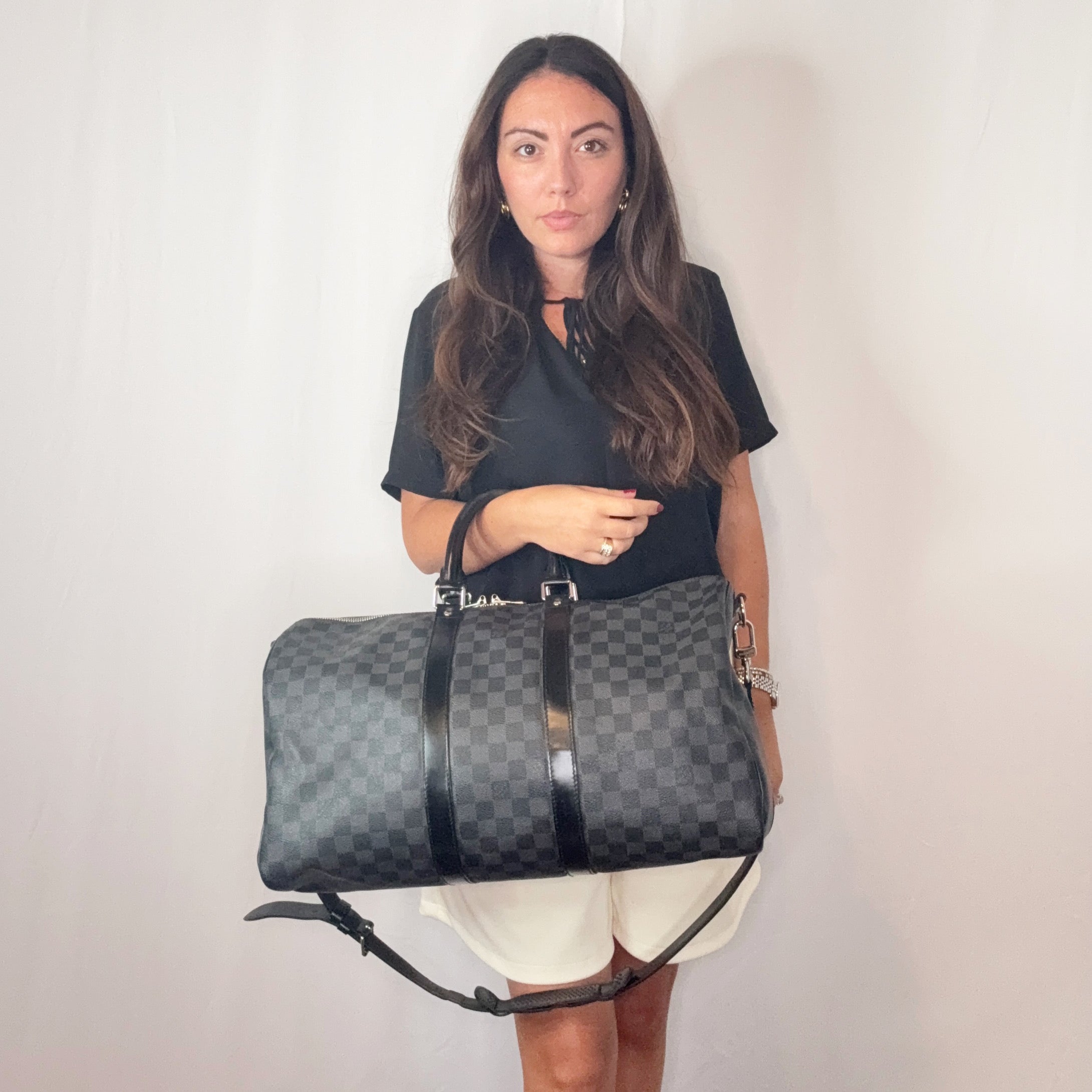 Louis Vuitton Damier Graphite Keepall Bandouliere 45 Travel Bag