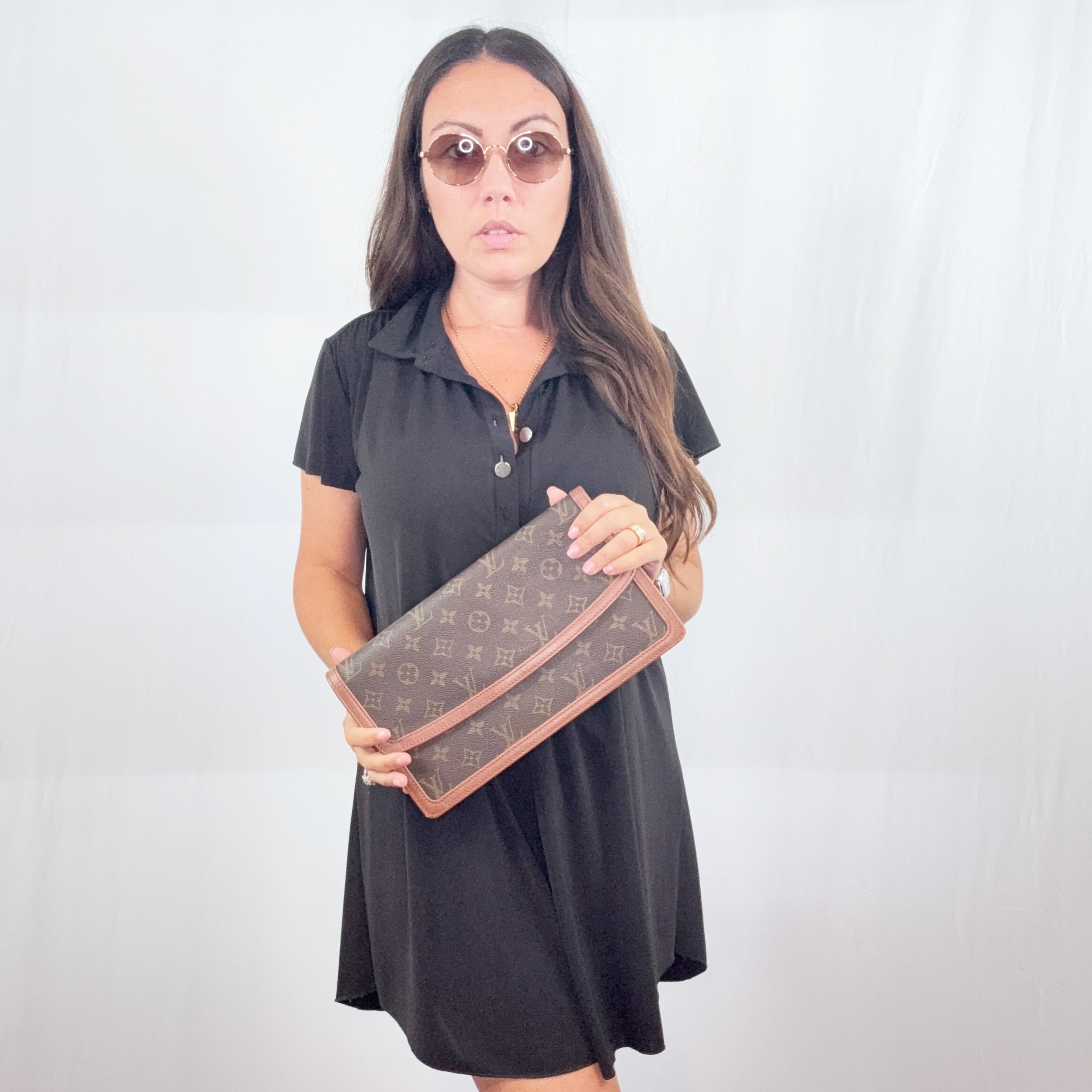Borsa Louis Vuitton Pochette Dame con pochette monogramma marrone vintage