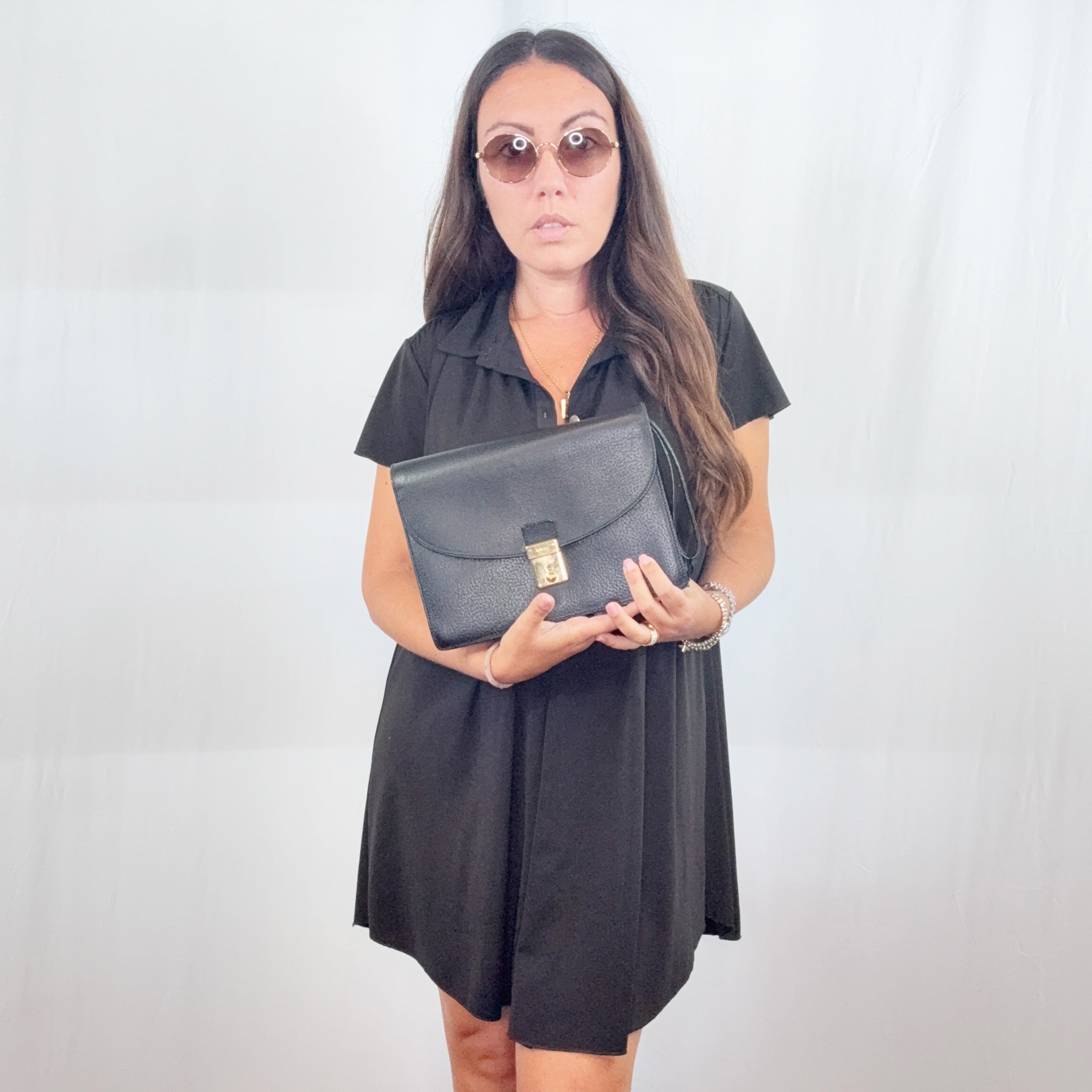 Borsa a tracolla Gucci Vintage in pelle nera