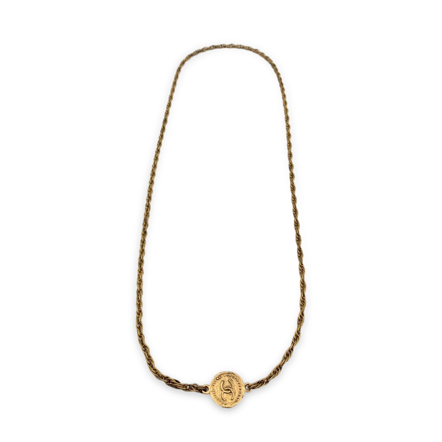 Buy Vintage CHANEL Oversized CC Logo Medallion Gold Plated Charm Pendant  Necklace Jewelry Chain Braided Chain Choker Necklace Jewelry Online in  India - Etsy