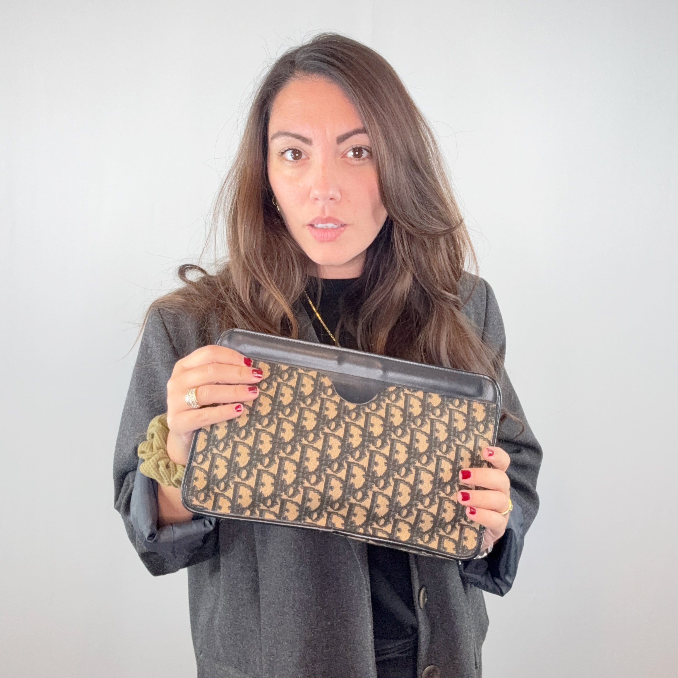 Christian Dior Vintage Blue Diorissimo Canvas Clutch Bag Purse