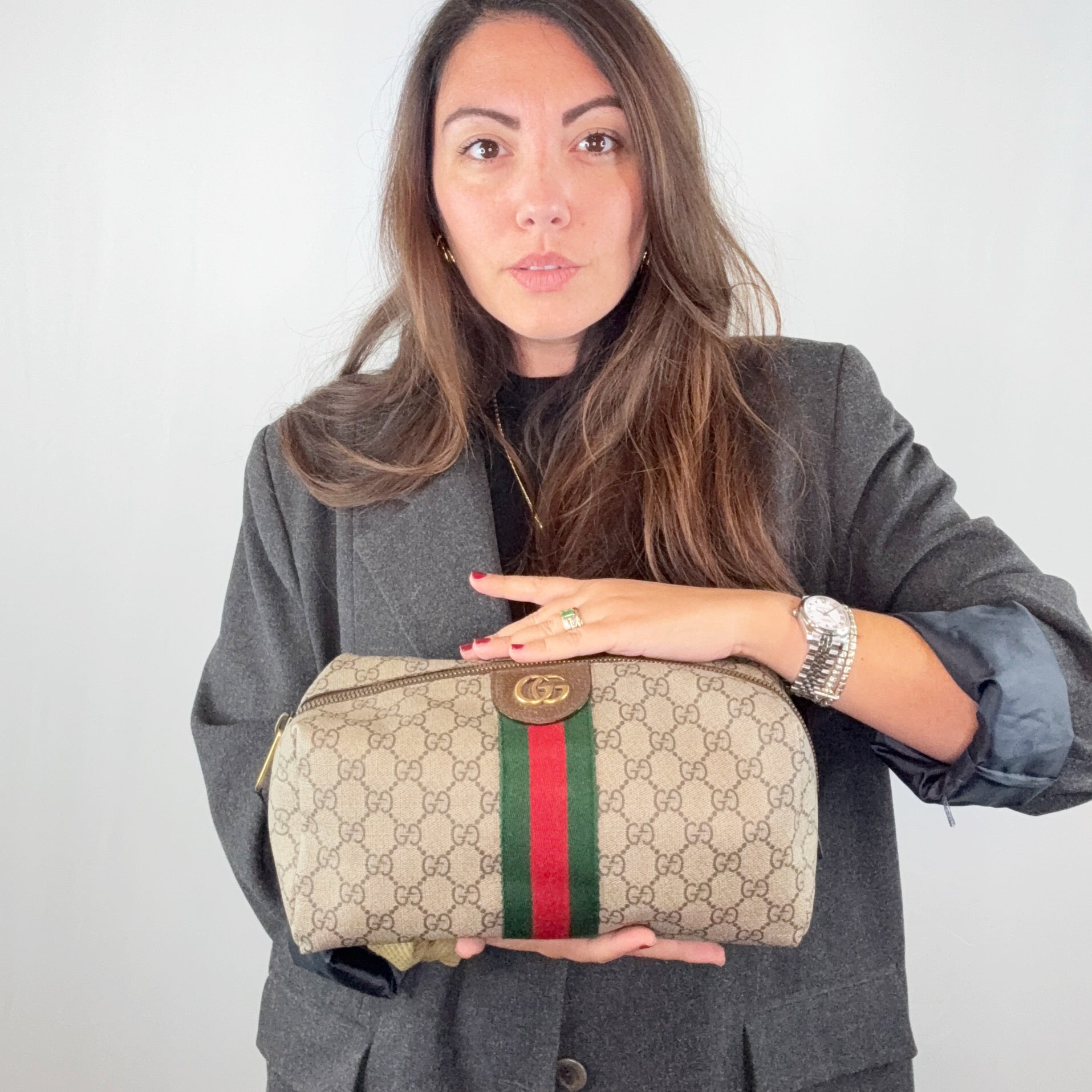 Gucci Vintage Monogram Canvas Ophidia Clutch Wash Cosmetic Bag