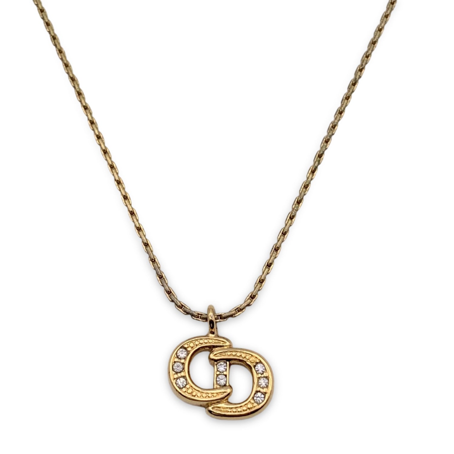 What Goes Around Comes Around Dior Gold Crystal Cd Necklace | Shopbop