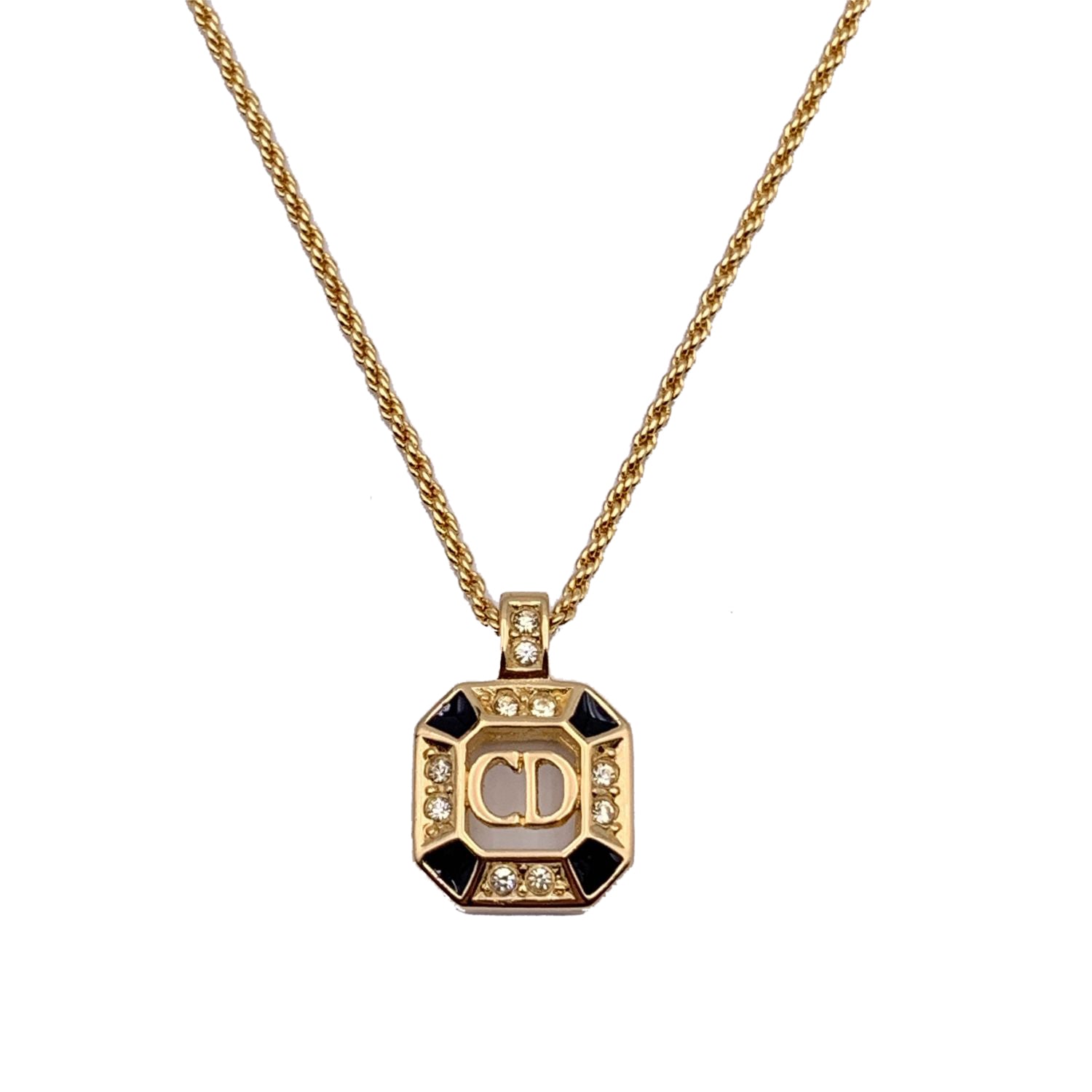 Christian Dior Goldtone Metal CD Logo Small Pendant Chain Necklace -  Yoogi's Closet