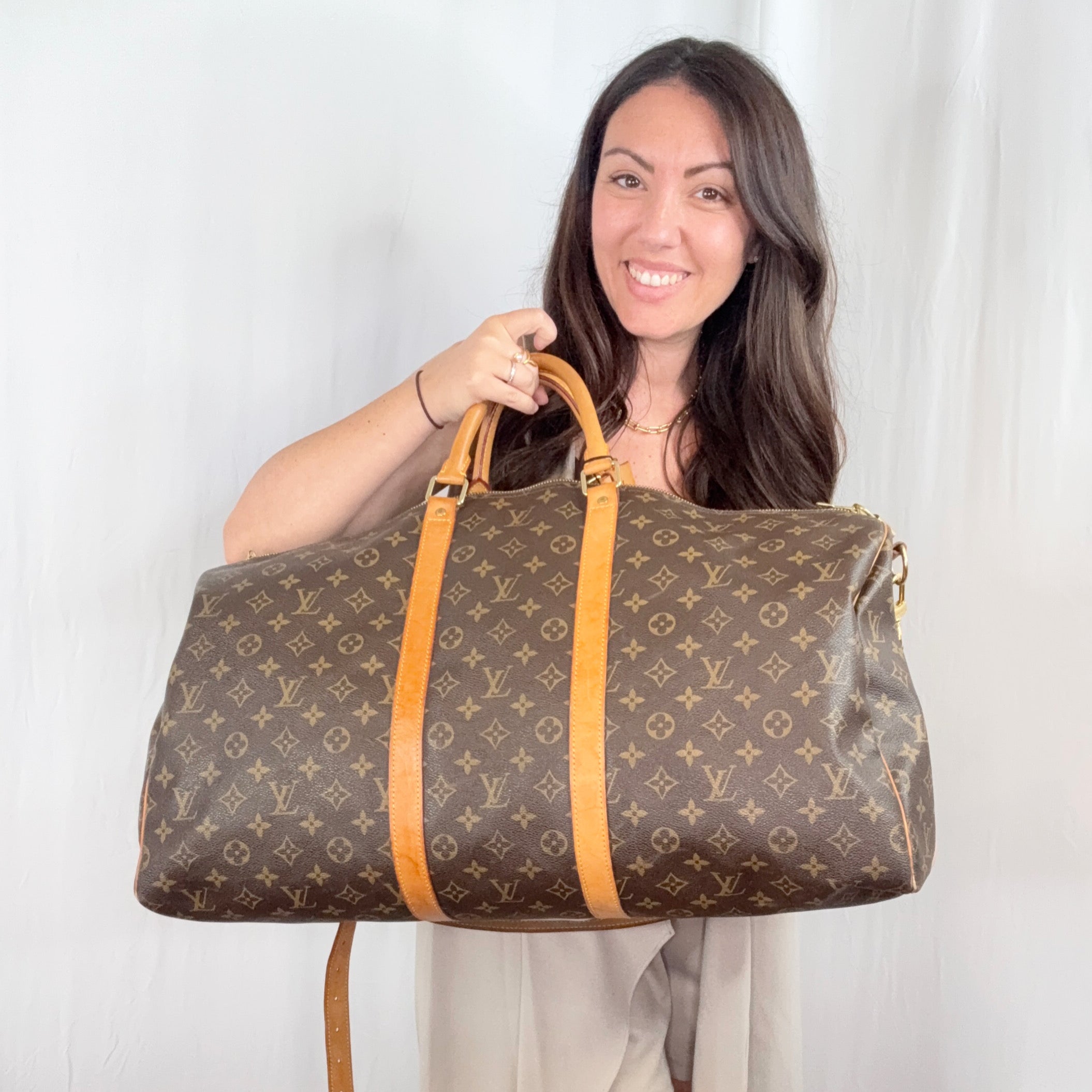 Borsa da viaggio Keepall Bandouliere 55 in tela Monogram Louis Vuitton
