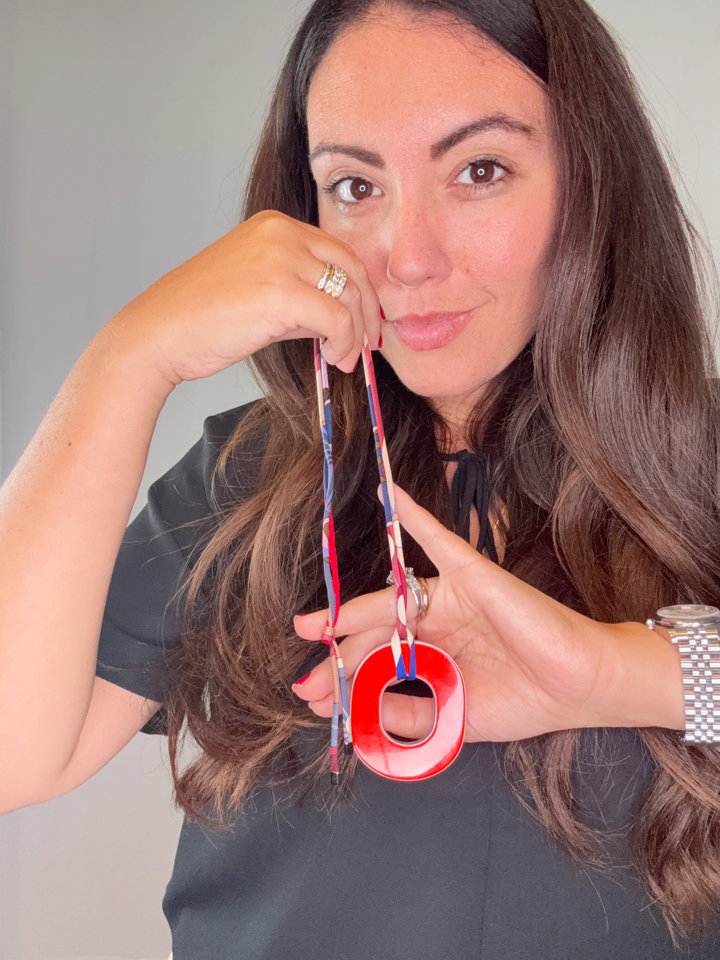Collana con pendente ovale in legno laccato Hermes Paris Isthme