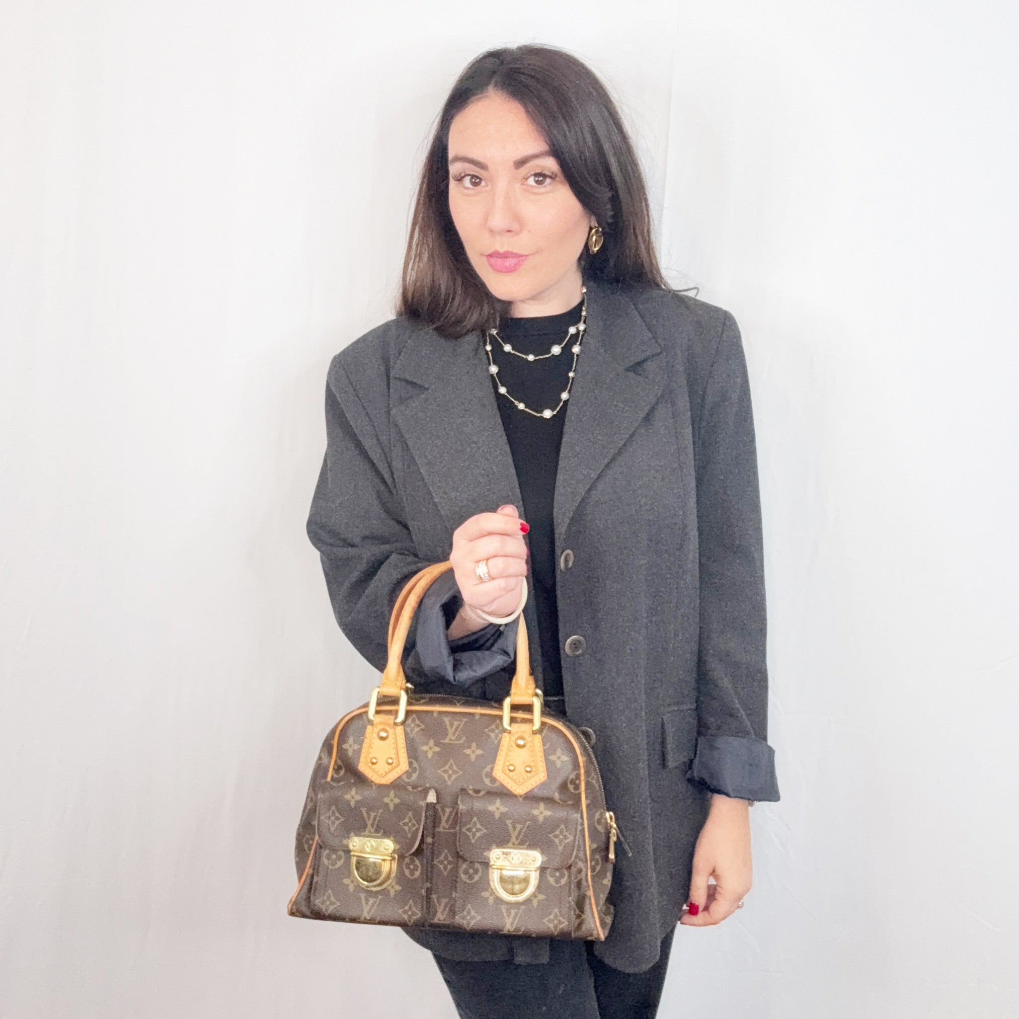 Louis Vuitton Monogram Canvas Manhattan PM Satchel Bag Handbag