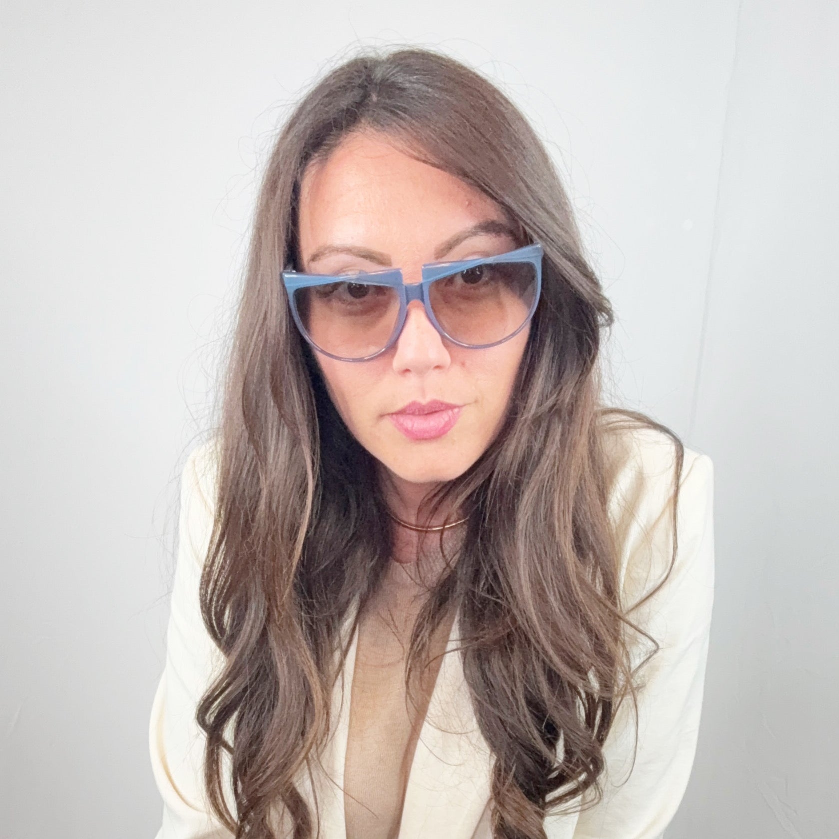 Gianni Versace Vintage Blue Grey Acetate Sunglasses 60/12 140mm