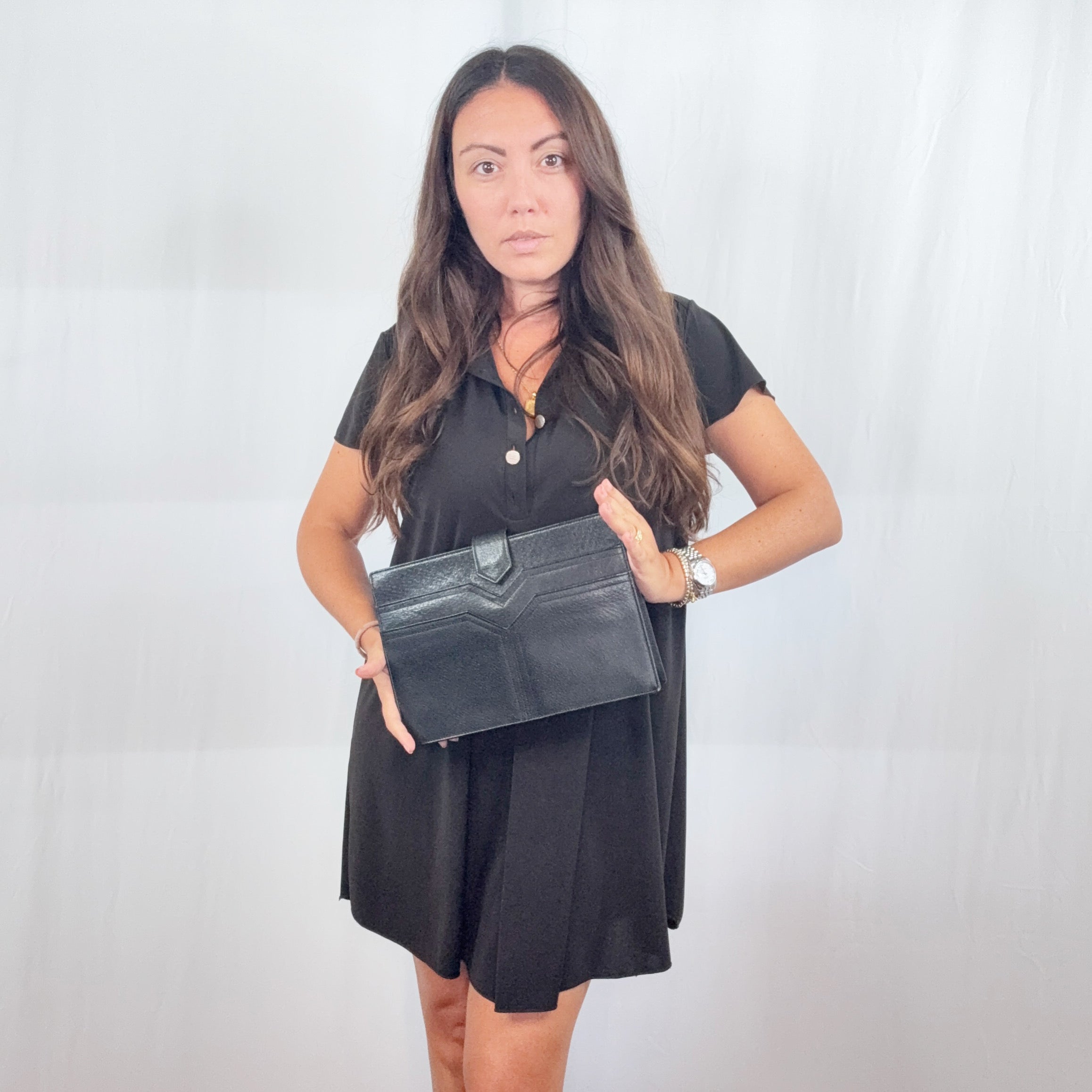 Borsa a mano vintage Yves Saint Laurent in pelle nera