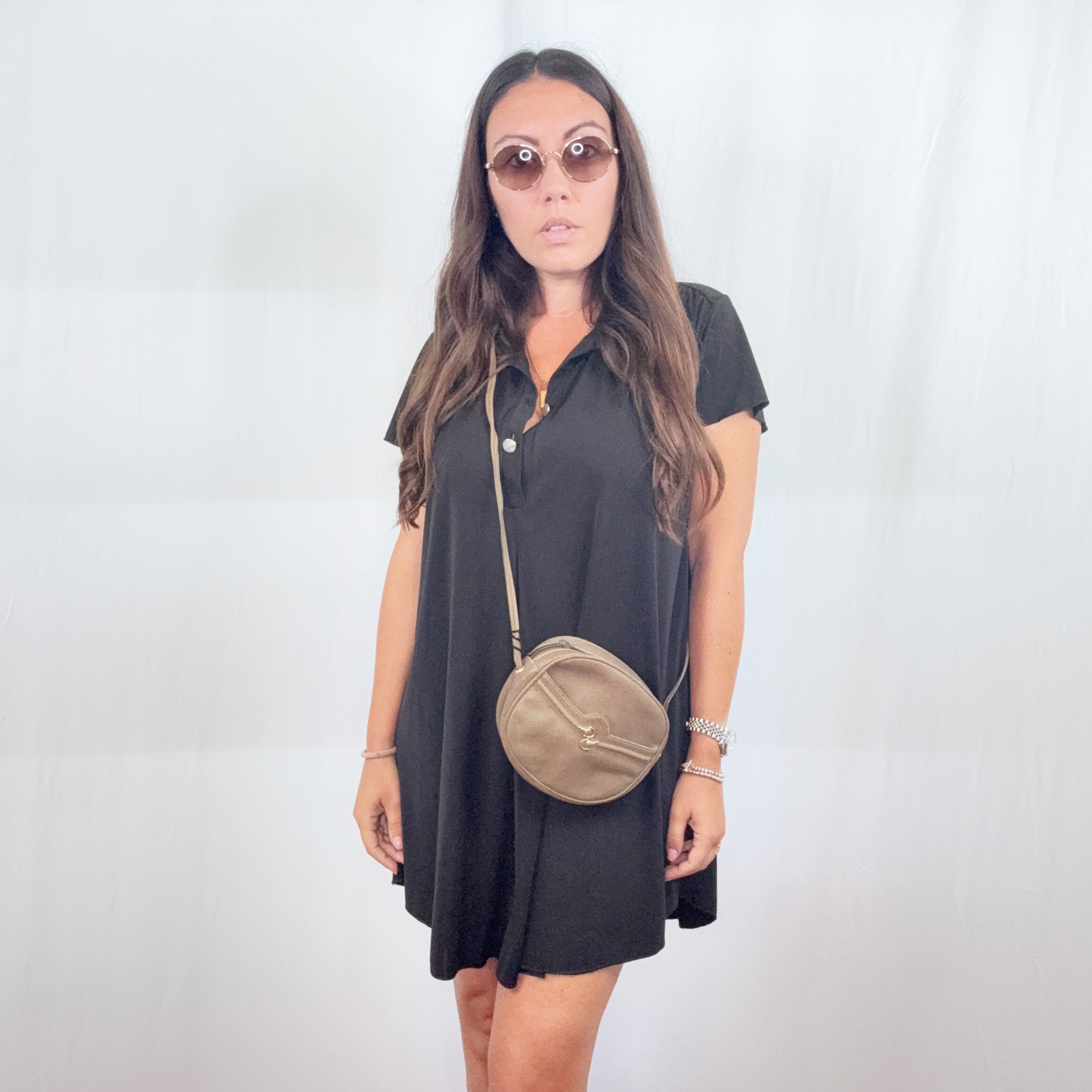 Borsa a tracolla piccola Gucci Vintage in pelle marrone con morsetto