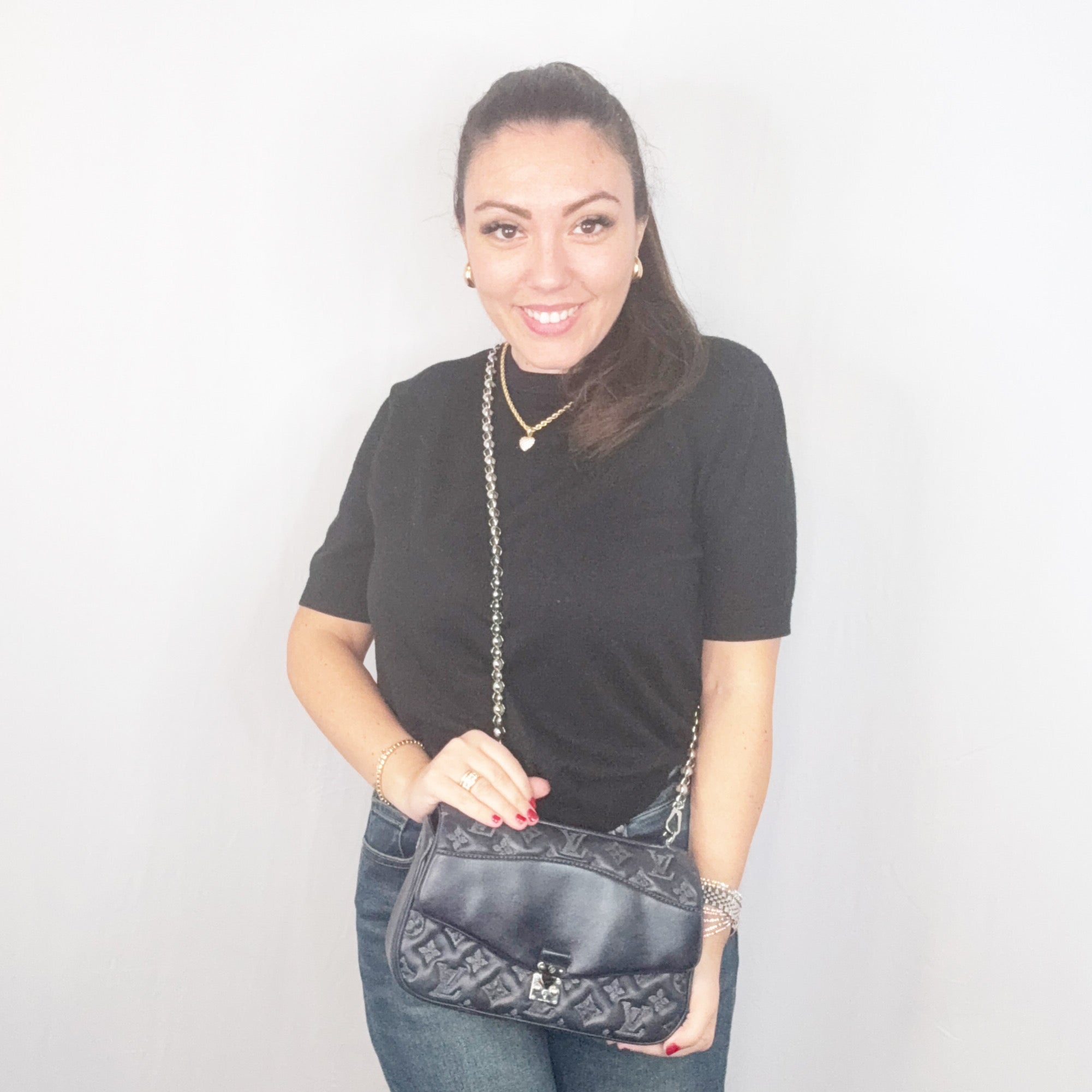 Louis Vuitton Blue Monogram Mama Broiderie Leather Shoulder Bag