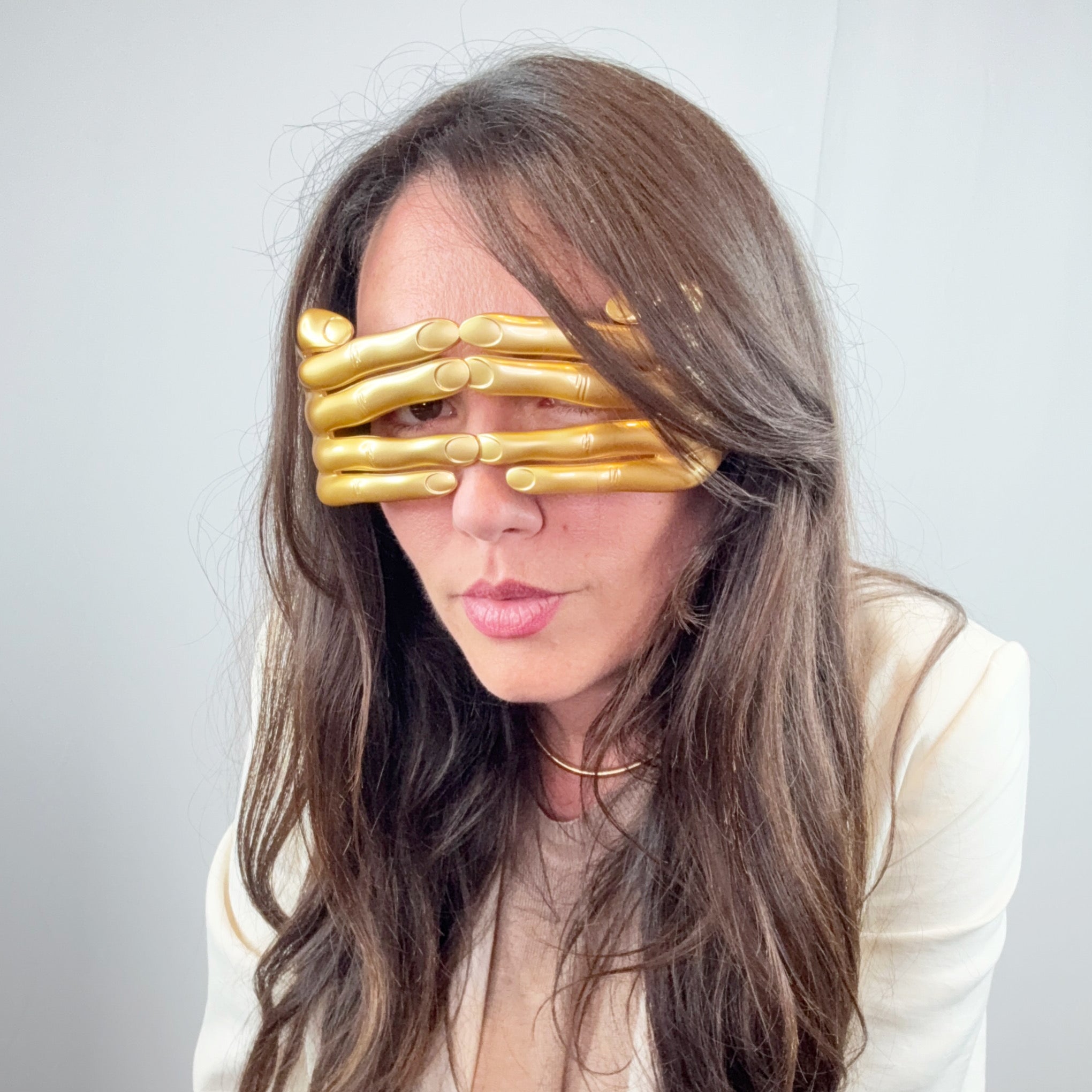 Jeremy Scott by Linda Farrow Gold Tone JS/HANDS/3 Hands Sunglasses