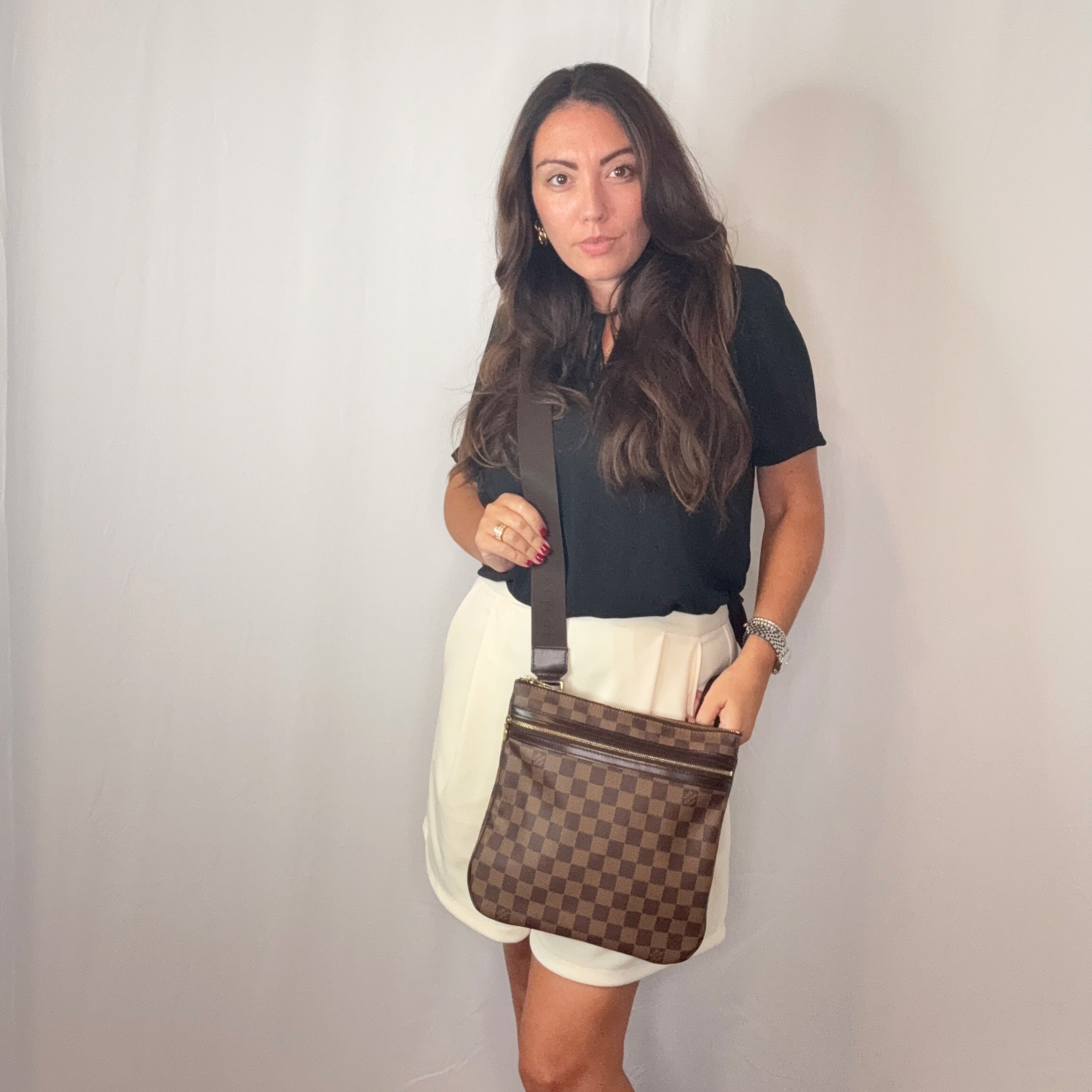 Louis Vuitton Damier Ebene Pochette Bosphore Messenger Bag