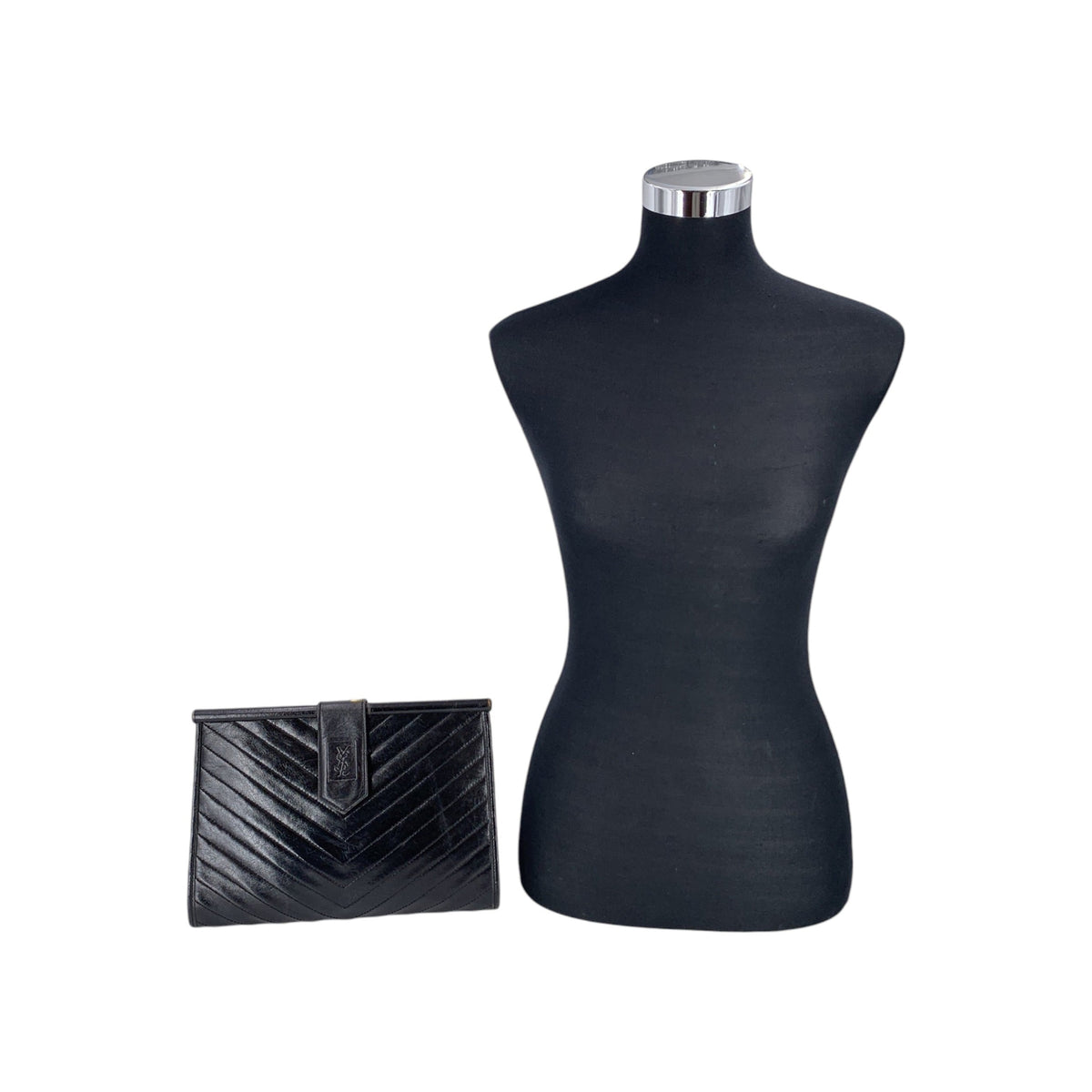 Yves Saint Laurent Chevron Quilted Leather Clutch Clutches