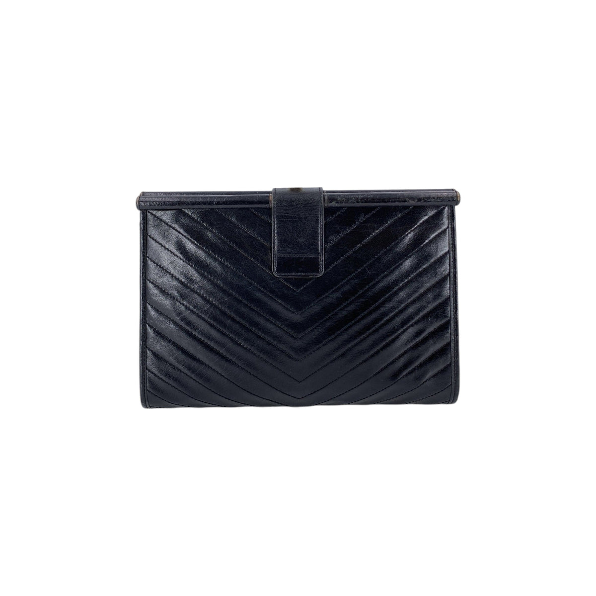 Yves Saint Laurent Chevron Quilted Leather Clutch Clutches