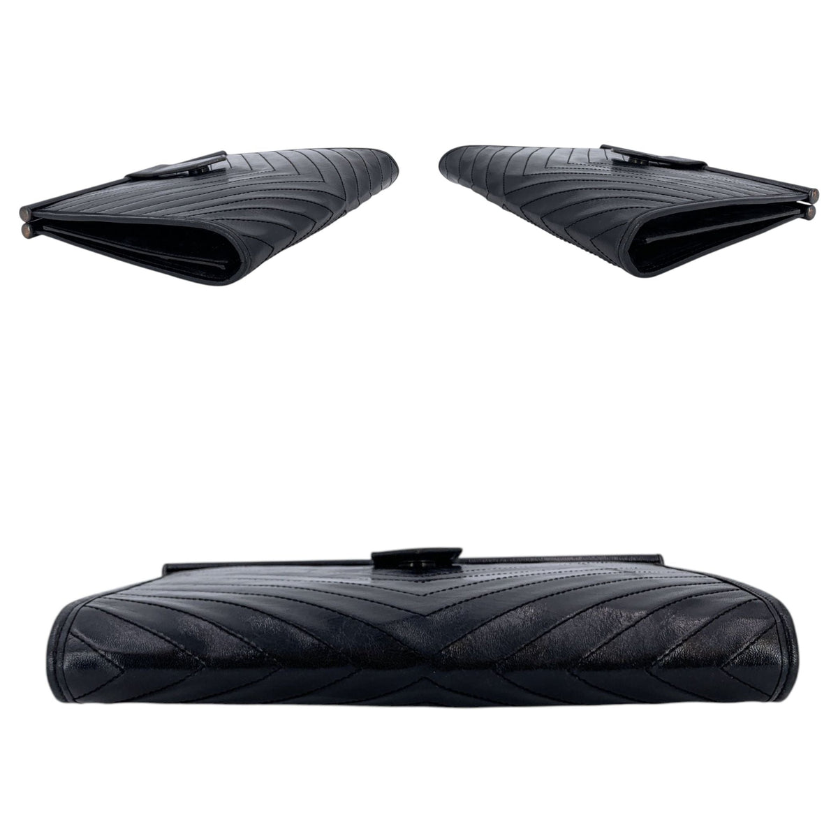 Yves Saint Laurent Chevron Quilted Leather Clutch Clutches
