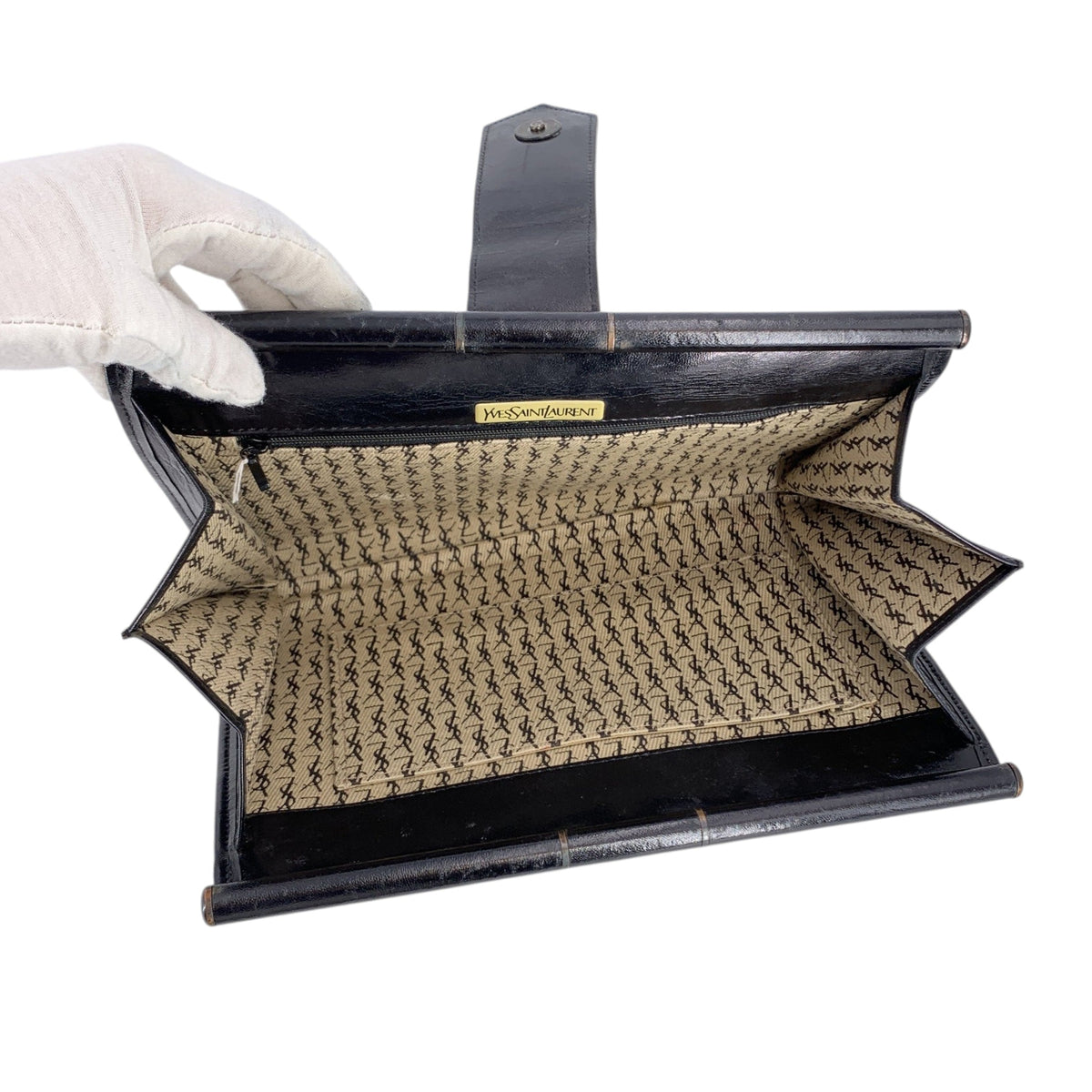Yves Saint Laurent Chevron Quilted Leather Clutch Clutches
