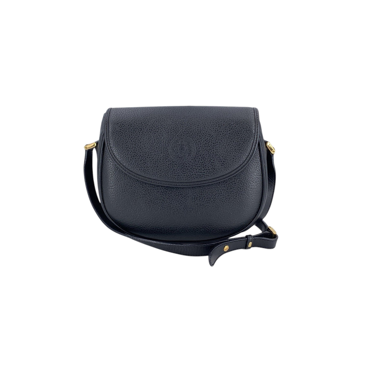 Gucci Black Leather Crest Zipper Pull Crossbody Bags