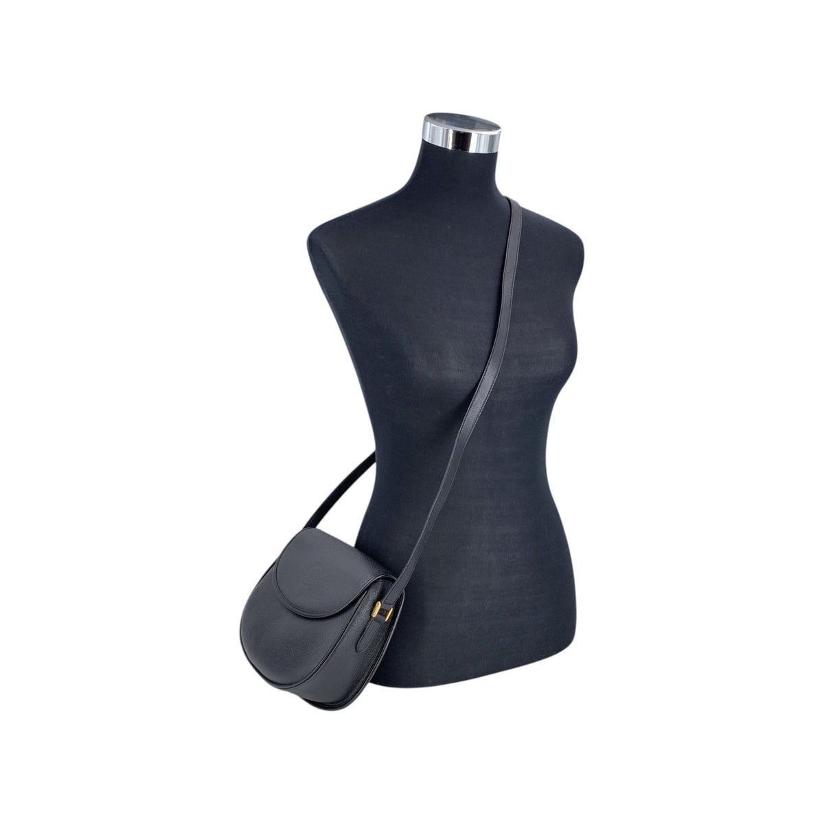 Gucci Black Leather Crest Zipper Pull Crossbody Bags