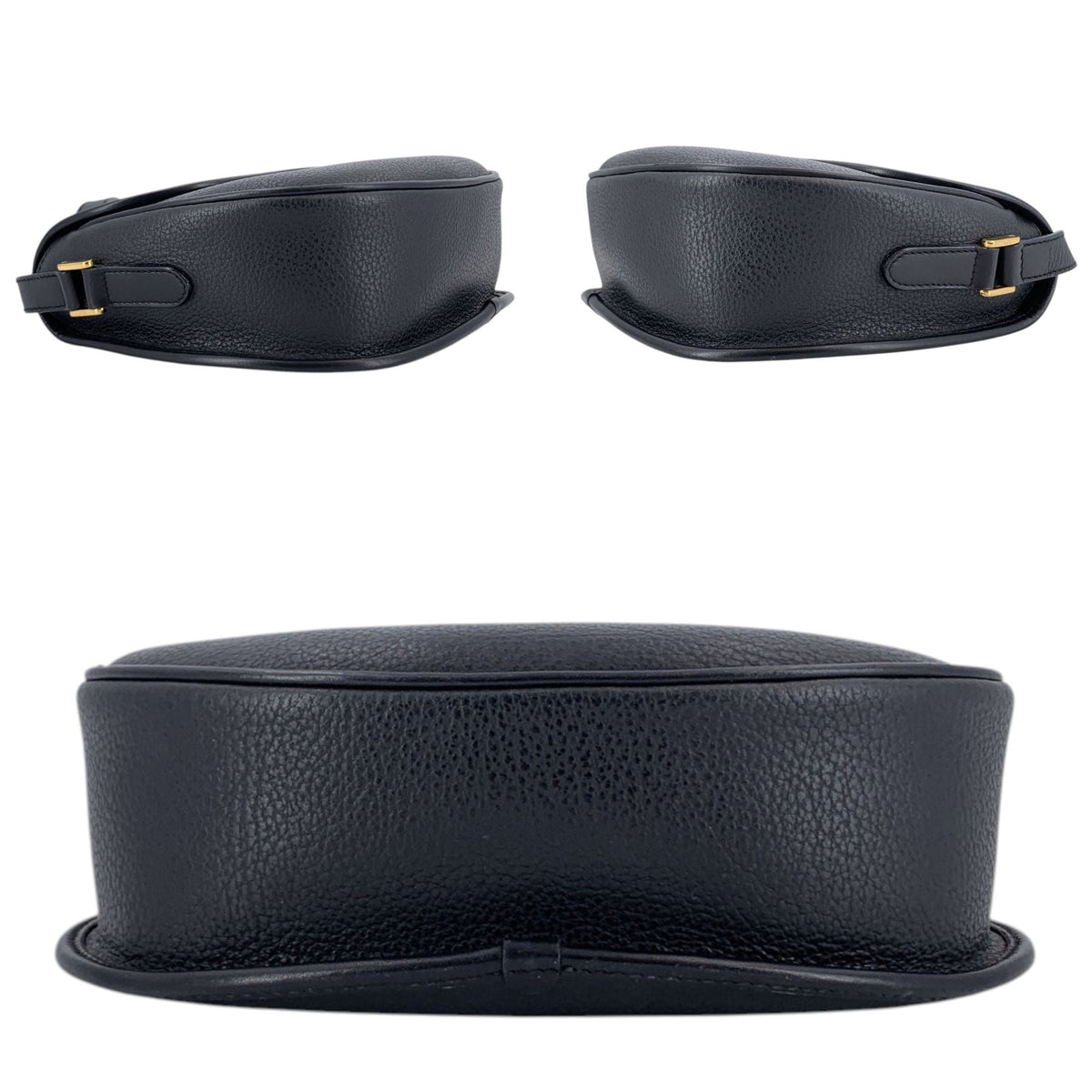 Gucci Black Leather Crest Zipper Pull Crossbody Bags