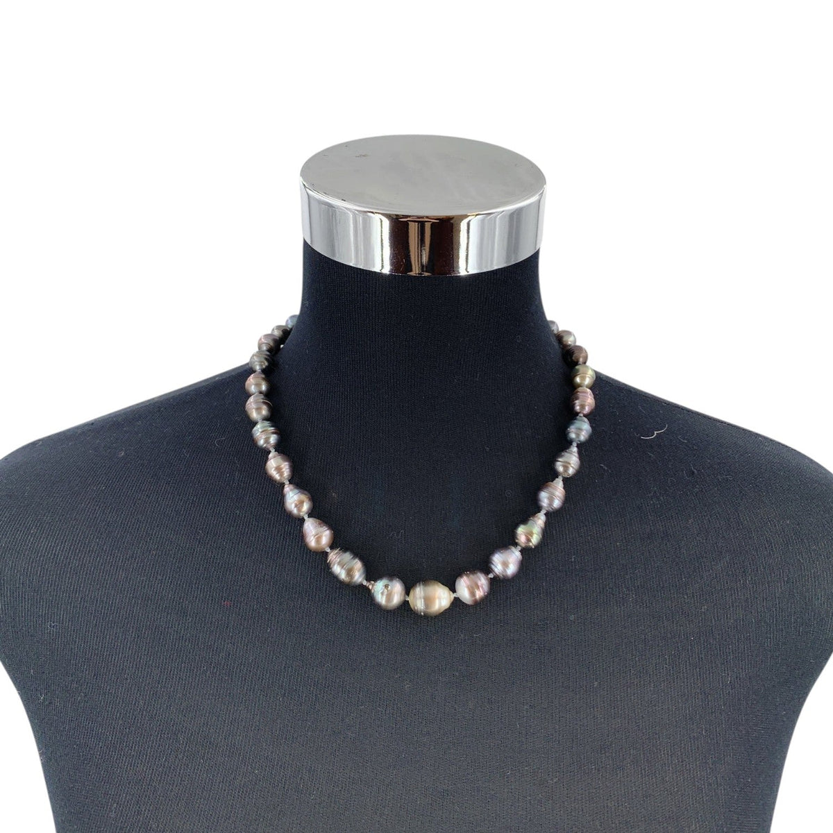 Tahitian Baroque Black Pearl Floral Clasp Necklaces
