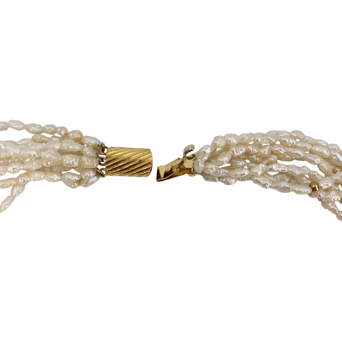 Freshwater Keshi Rice Pearl Gold Clasp Necklaces