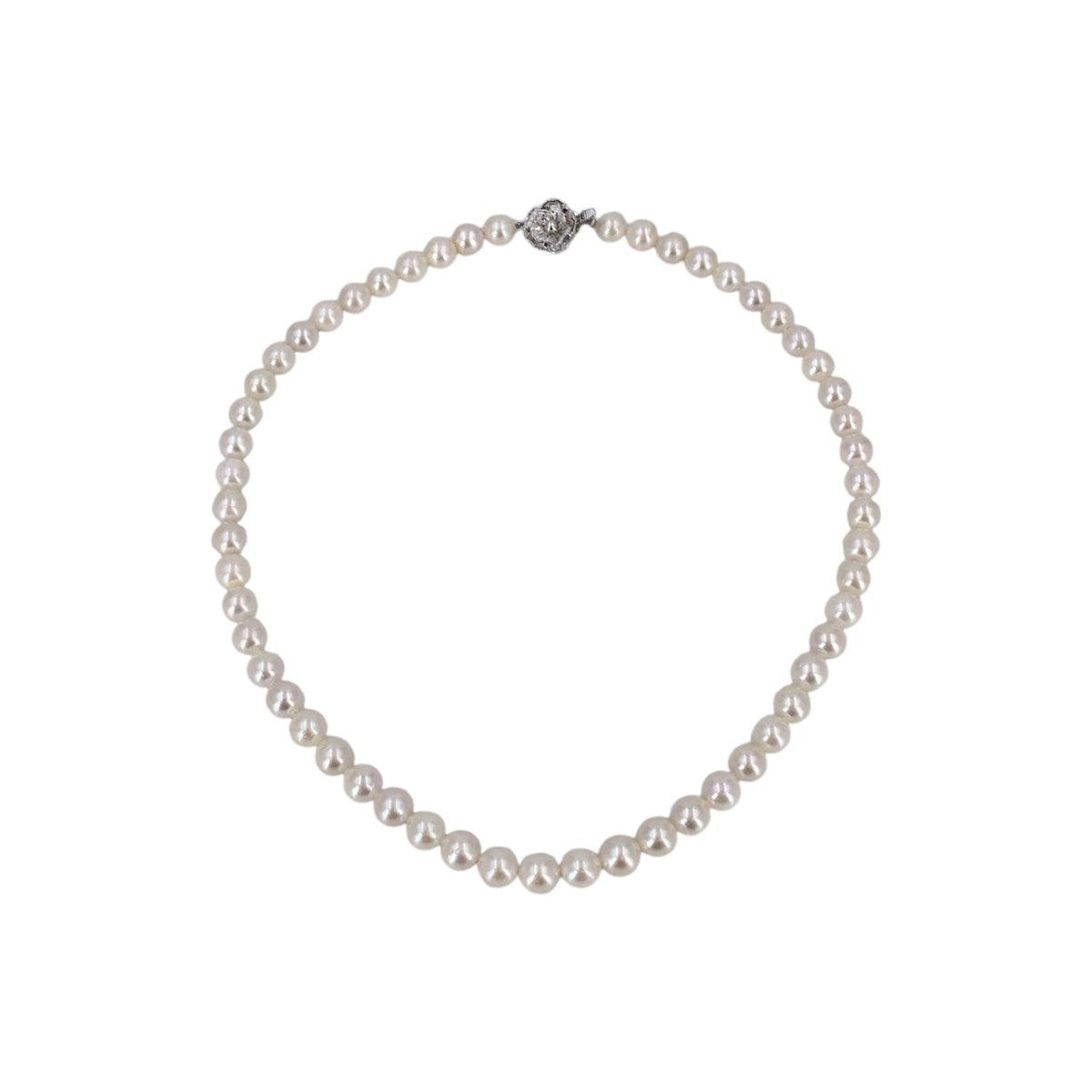 Akoya Pearls Silver Floral Clasp Necklaces