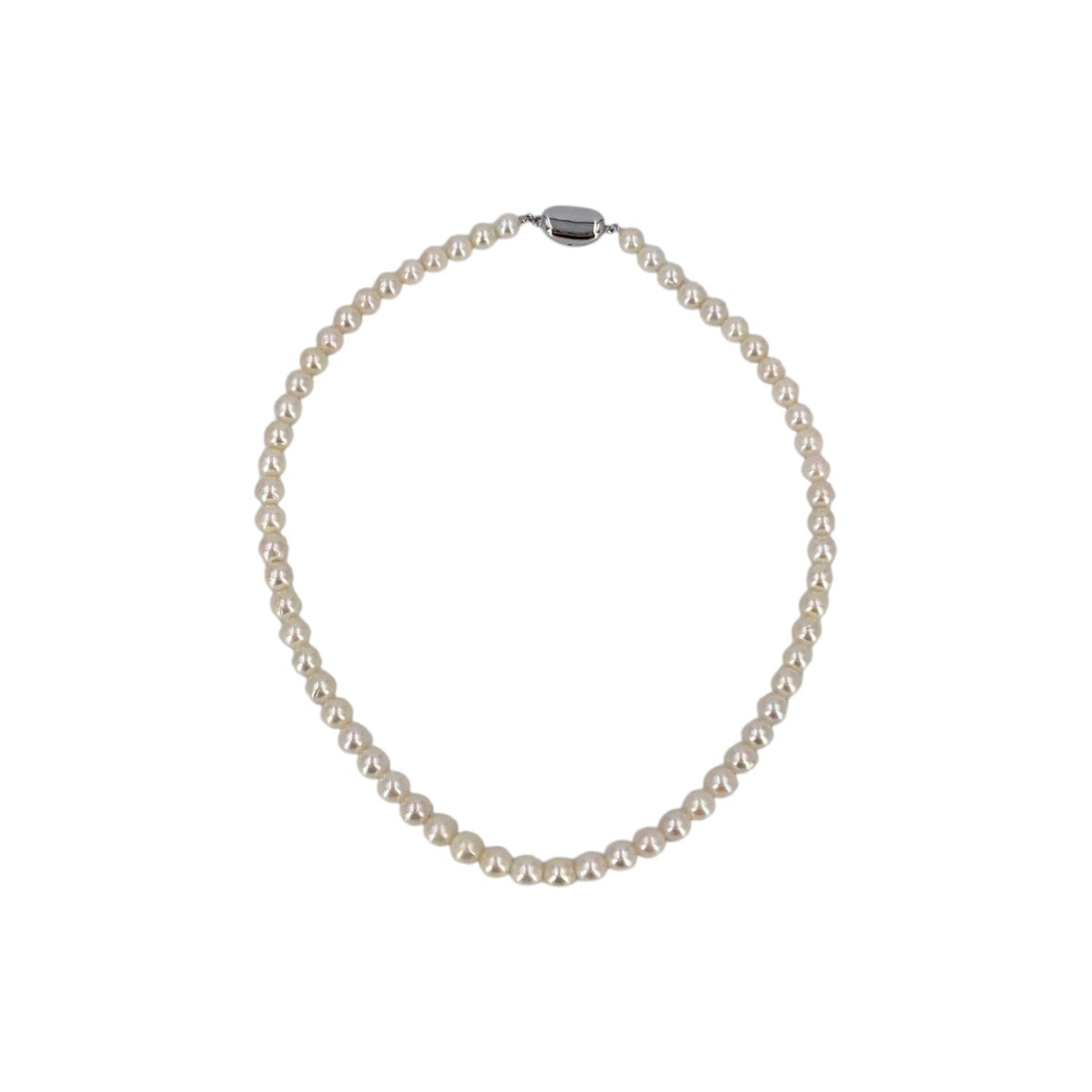 Akoya Pearls Silver Bean Clasp Necklaces
