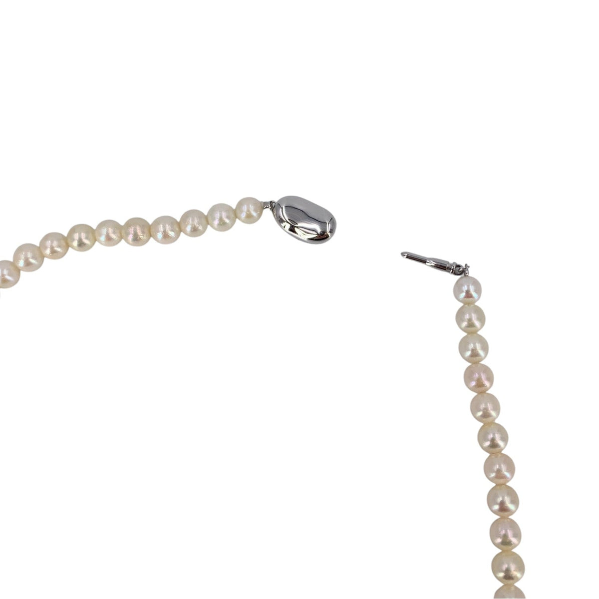 Akoya Pearls Silver Bean Clasp Necklaces