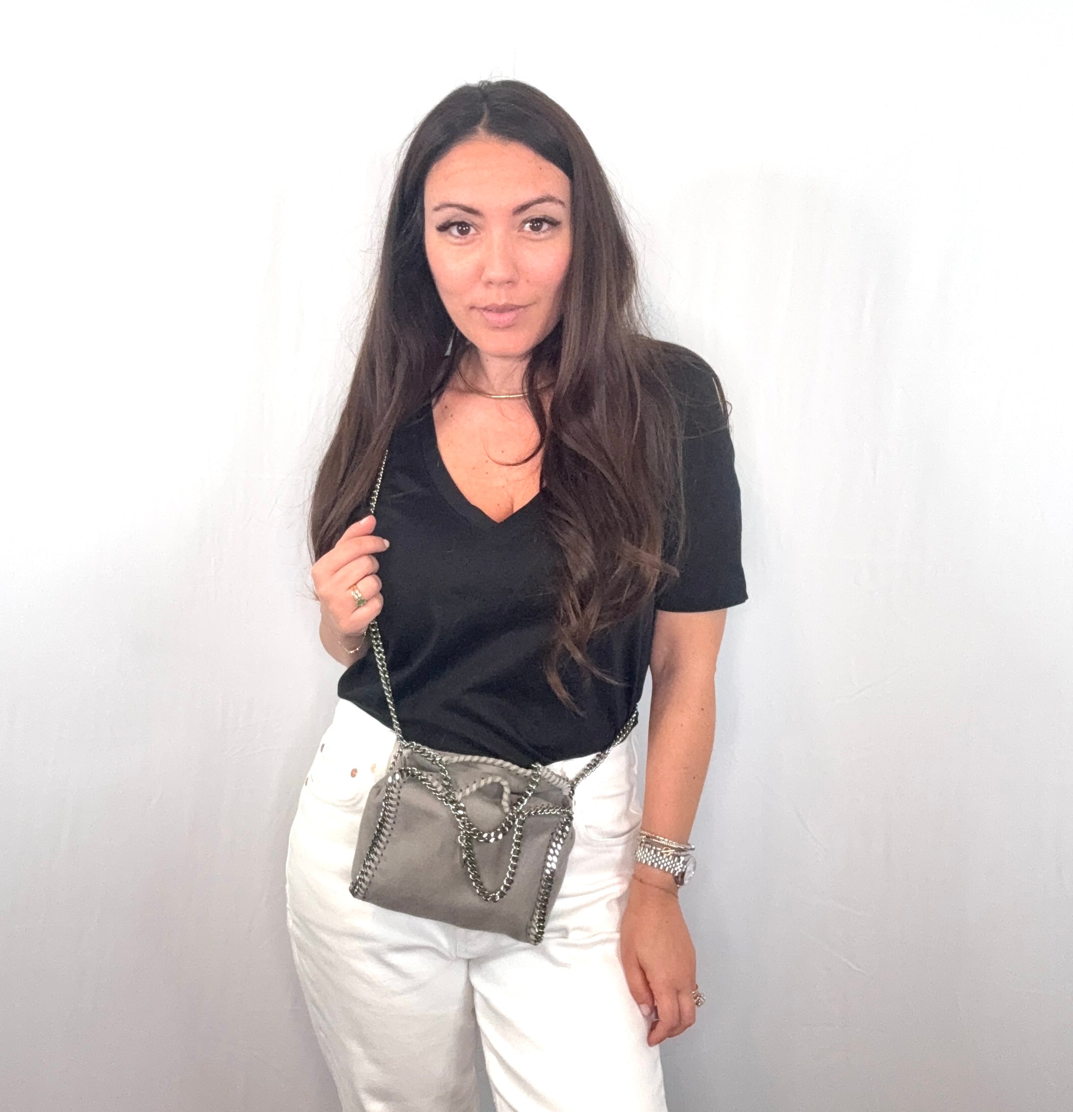 Borsa a tracolla Mini Tote Falabella grigia di Stella McCartney