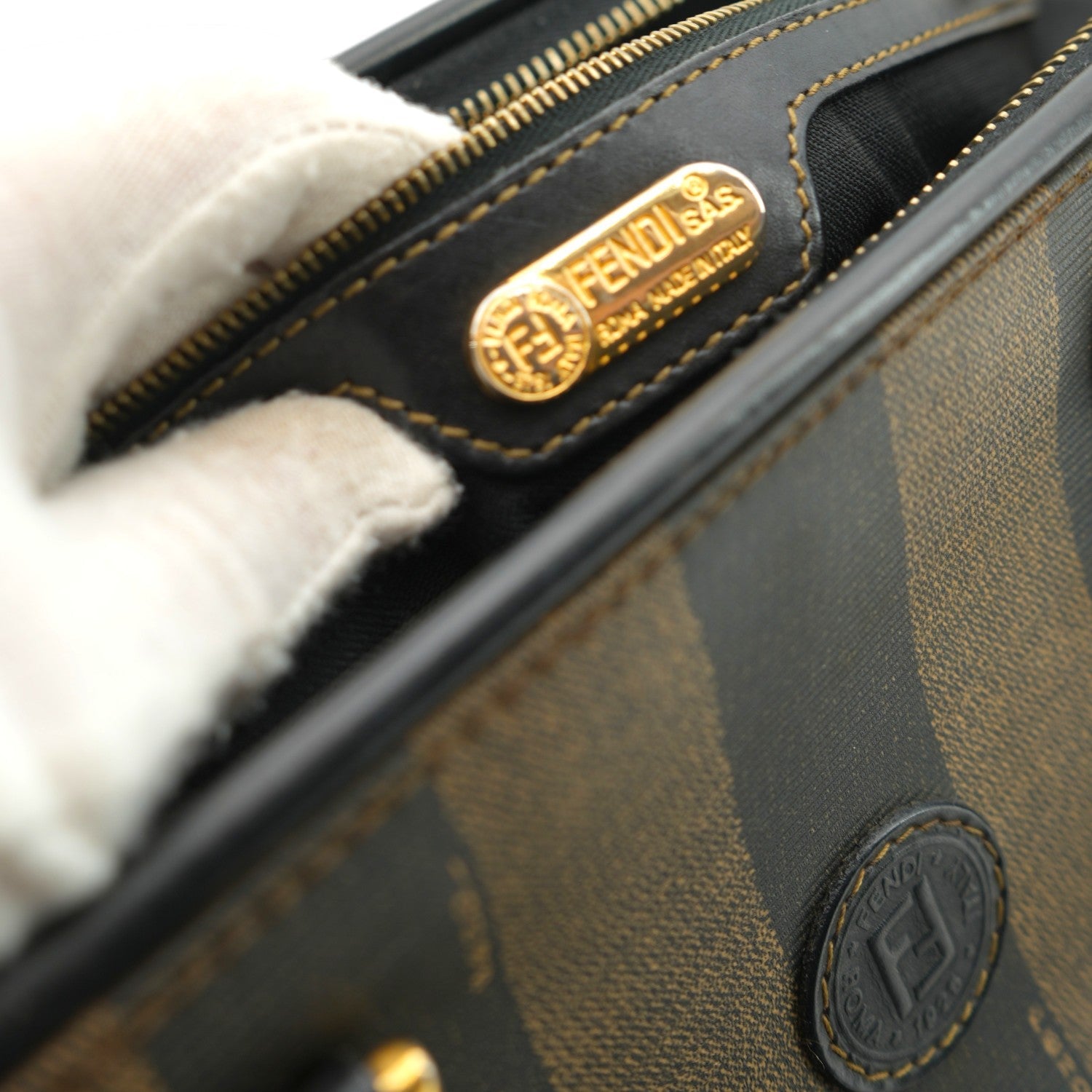 Fendi Pequin Boston Handbags