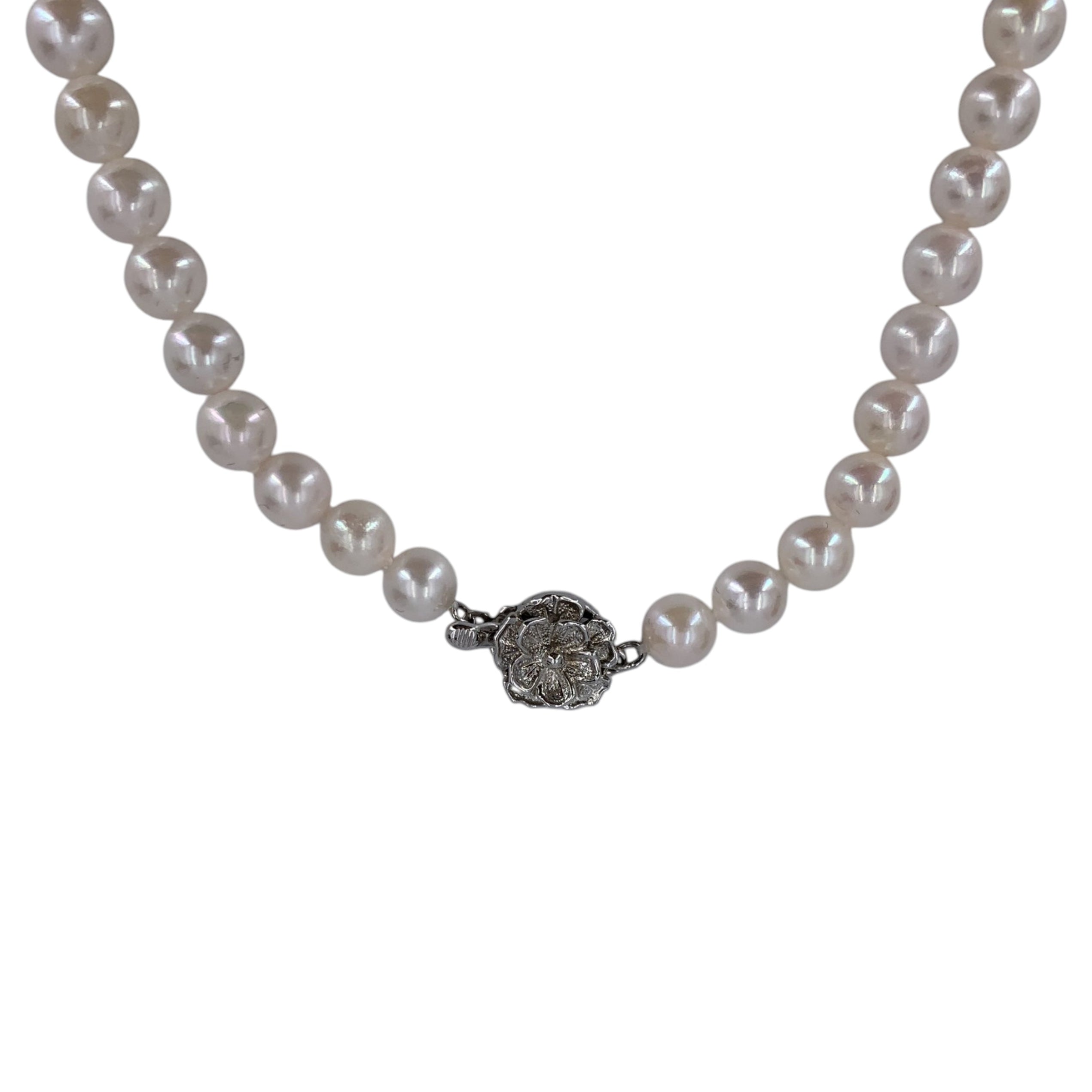 Akoya Pearls Floral Clasp Necklaces