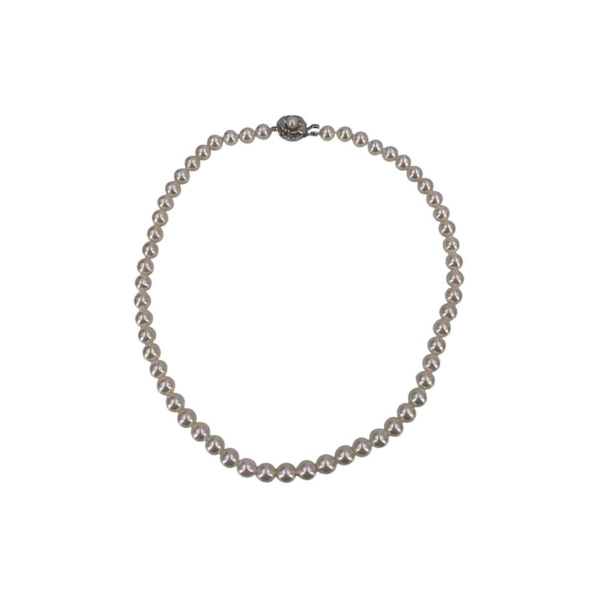 Akoya Pearls Floral Clasp Necklaces
