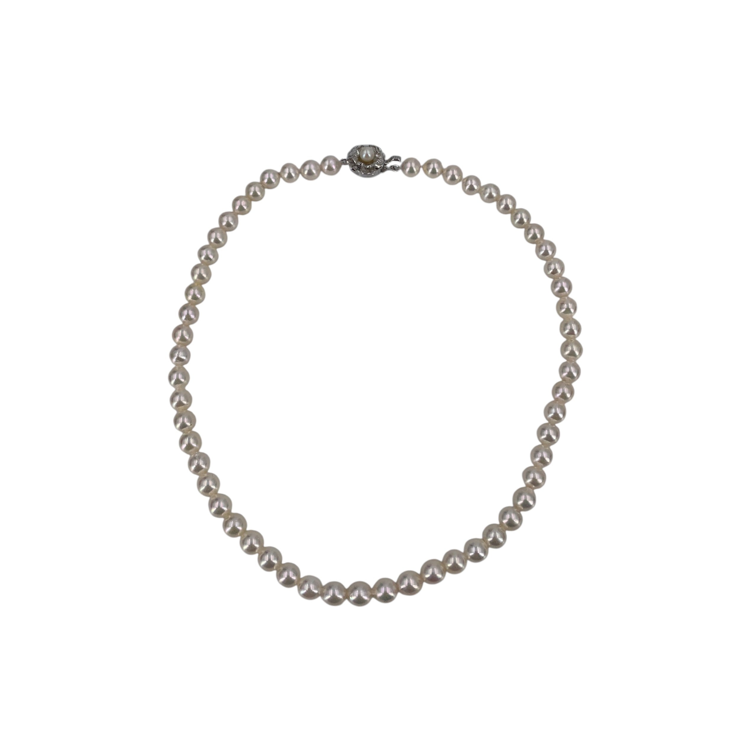Akoya Pearls Floral Clasp Necklaces