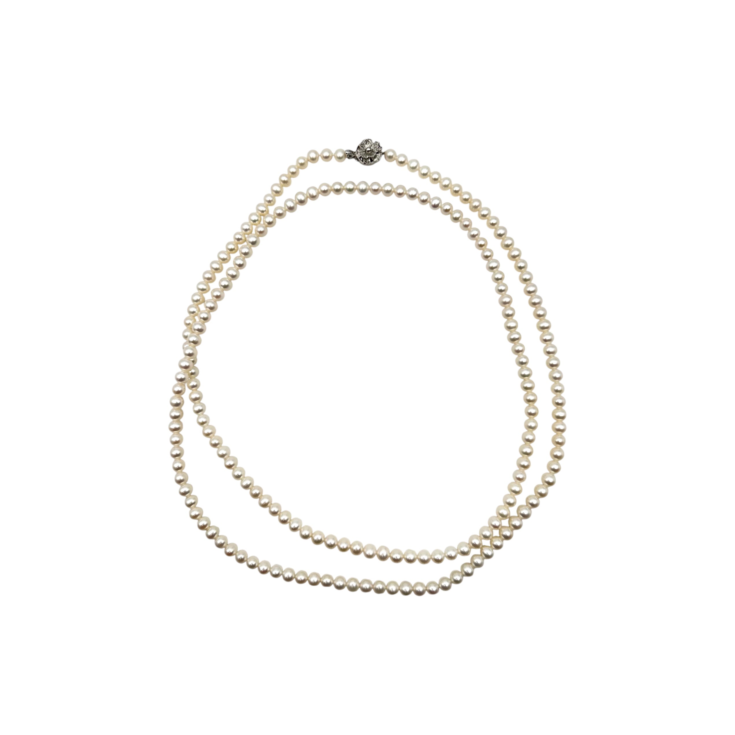 Freshwater Pearl Flower Silver Clasp Necklaces