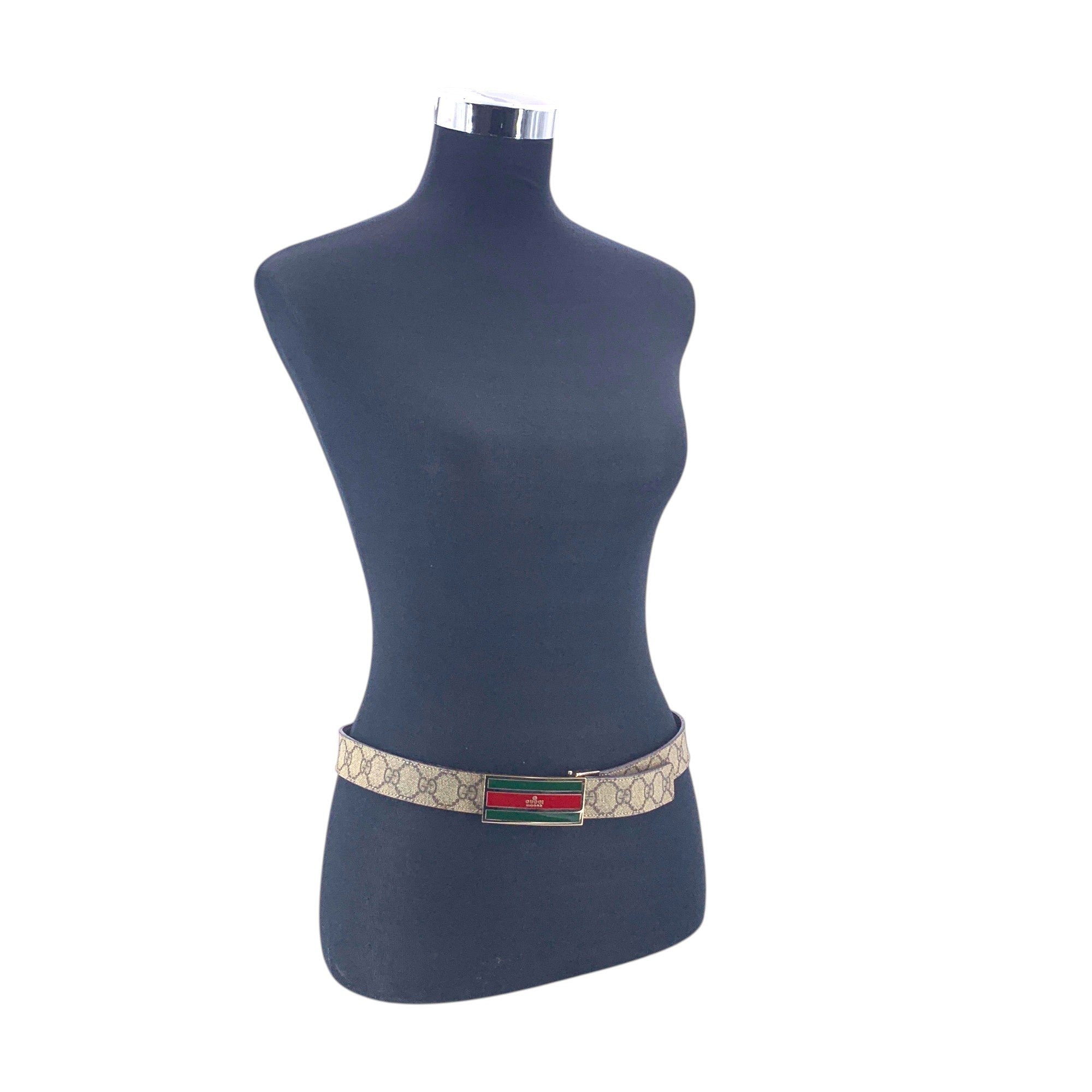 Gucci Web Stripe Enamel Buckle Belts