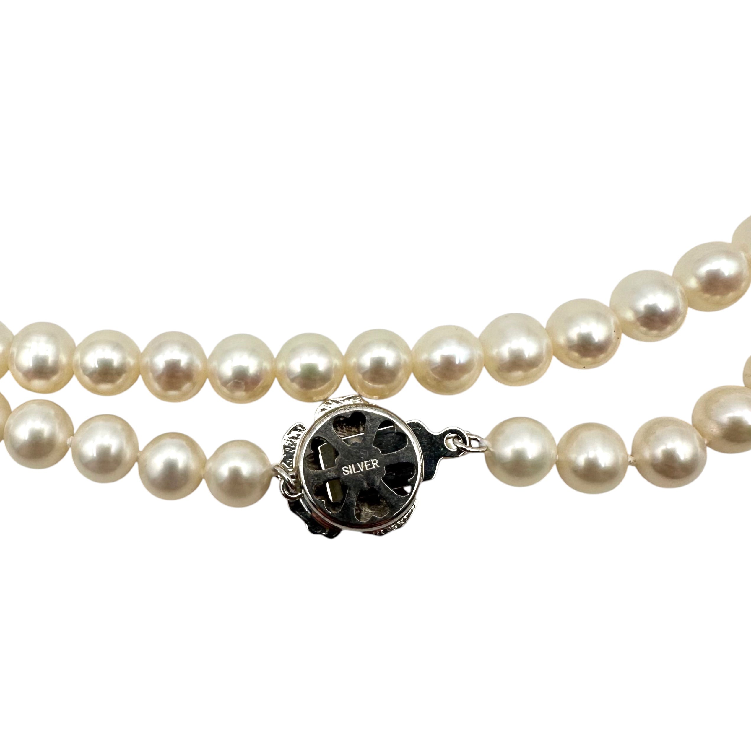 Freshwater Pearl Flower Silver Clasp Necklaces