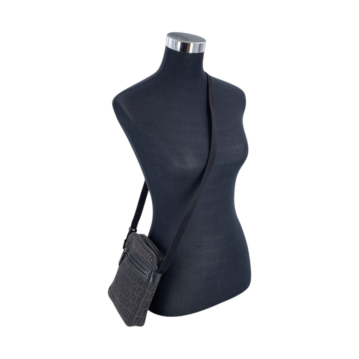 Fendi Black Zucchino Crossbody Crossbody Bags